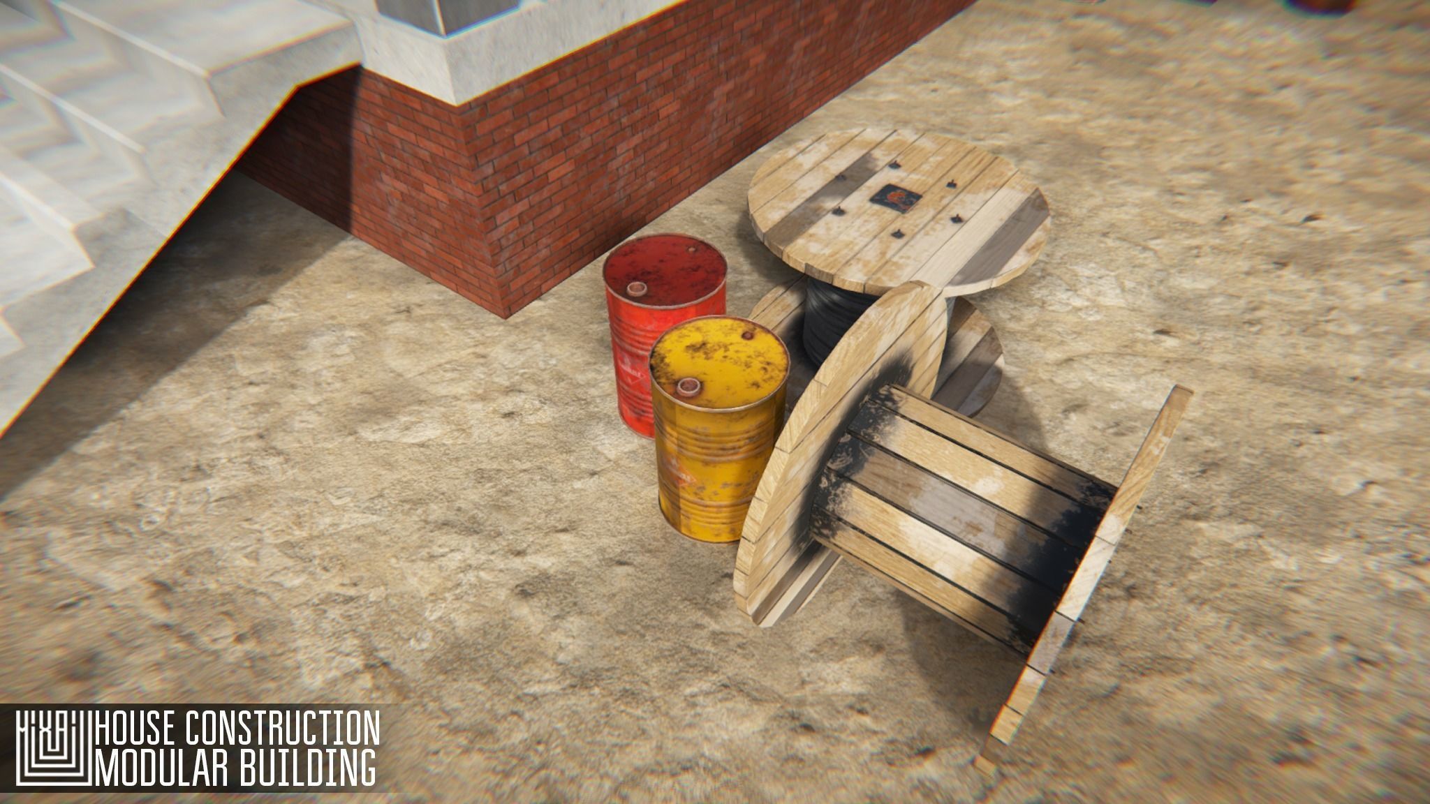 House construction - modular building Low-poly 3D model_1