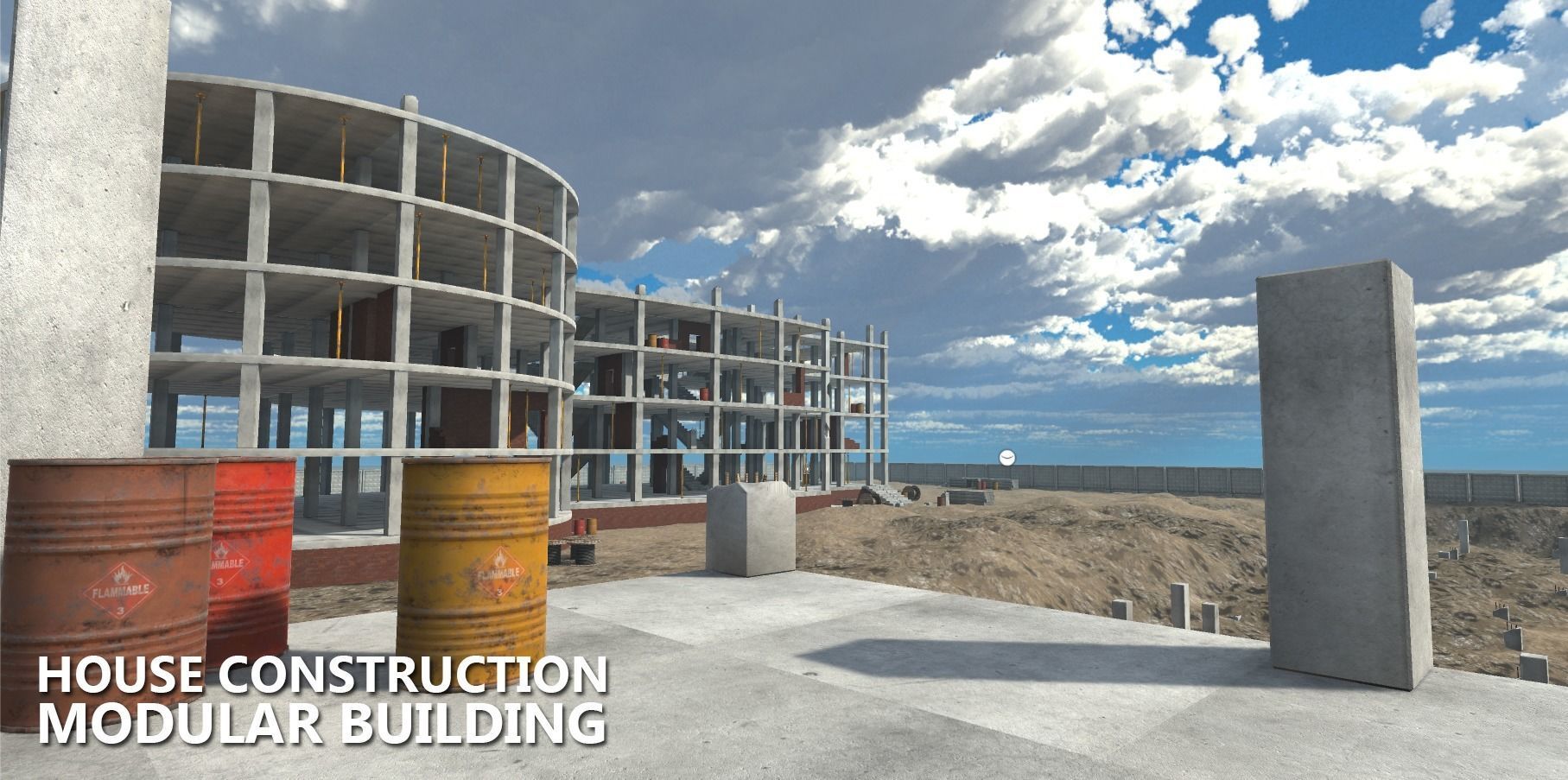 House construction - modular building Low-poly 3D model_21