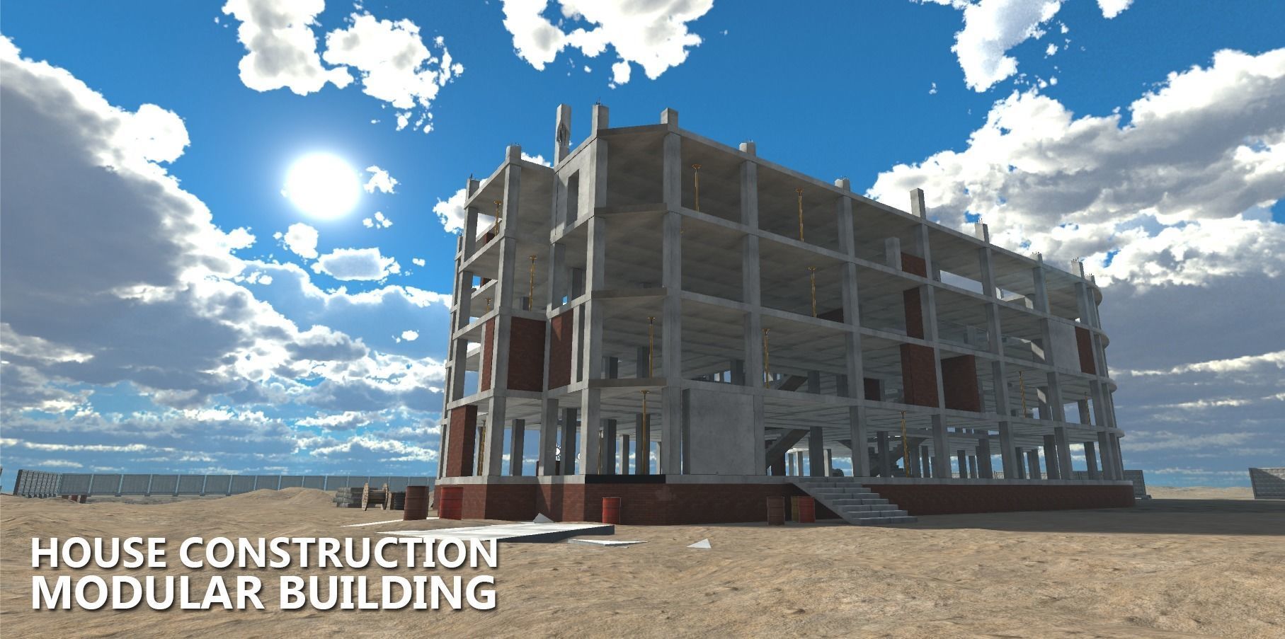 House construction - modular building Low-poly 3D model_13