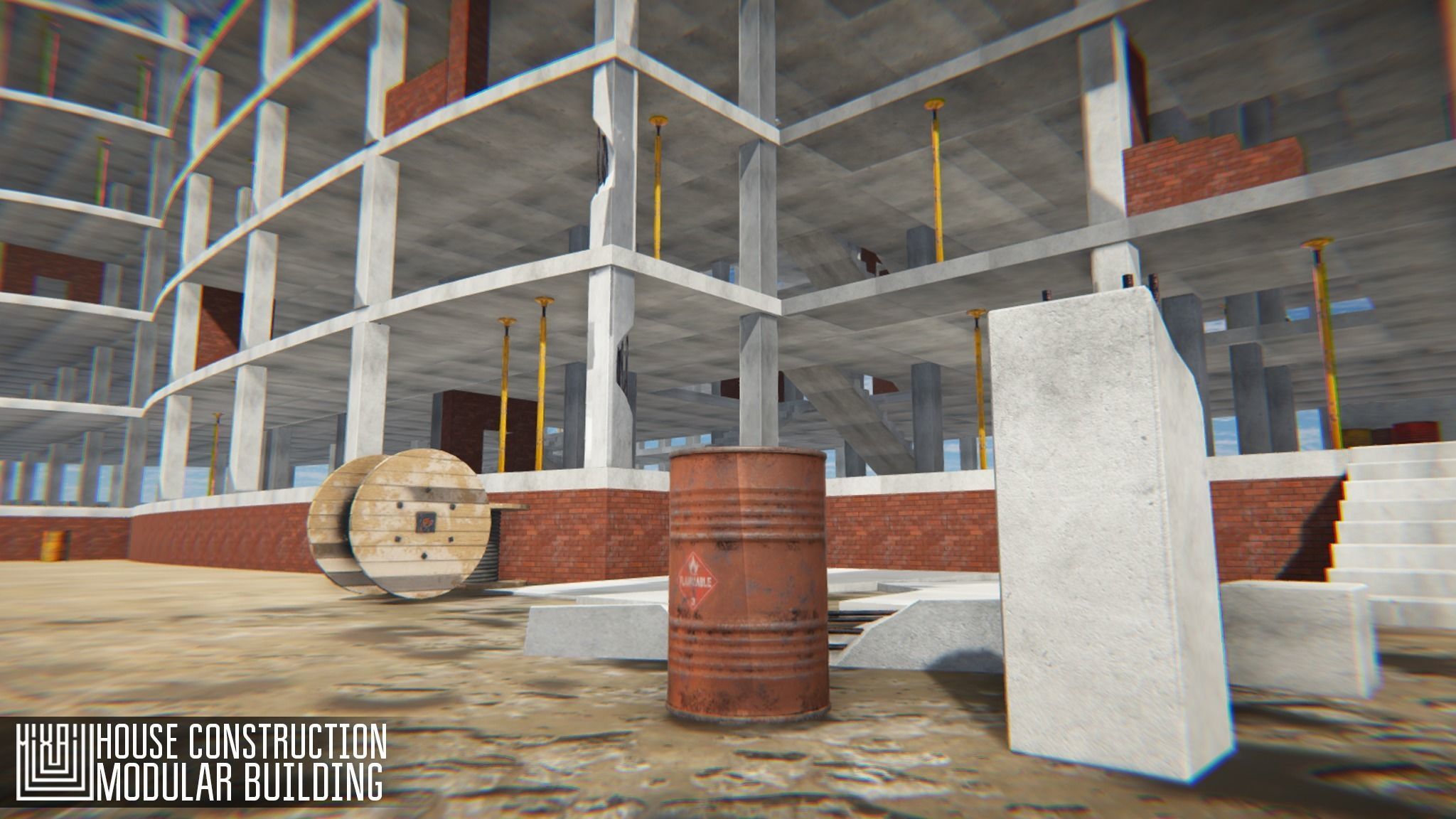 House construction - modular building Low-poly 3D model_11