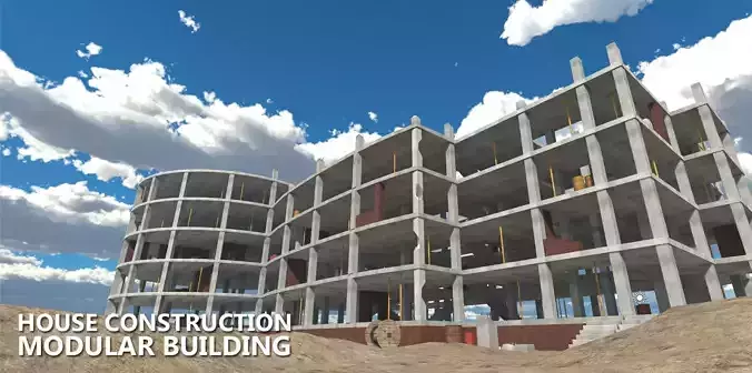 House construction - modular building Low-poly 3D model