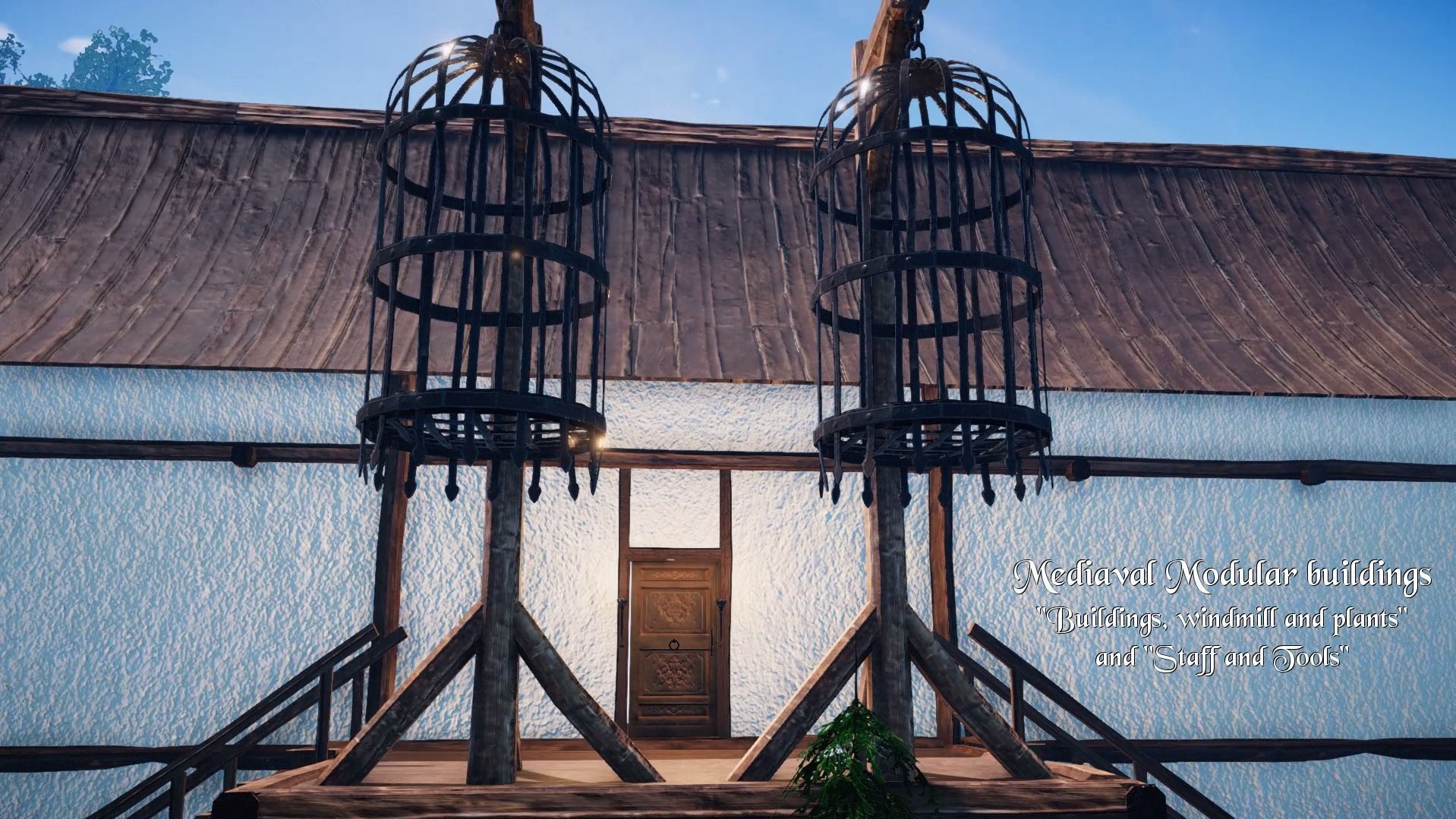 Medieval Modular City - Buildings and windmill Low-poly 3D model_29