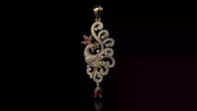 Diamond Peacock Pendant