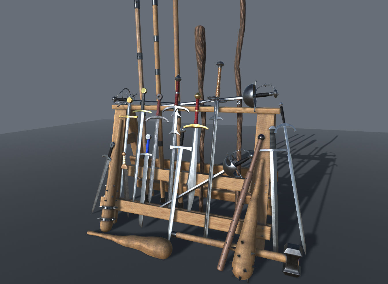 Medieval Weapons and Shields Bundle Low-poly 3D model_4