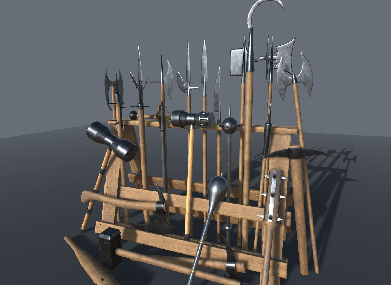 Medieval Weapons and Shields Bundle Low-poly 3D model_6