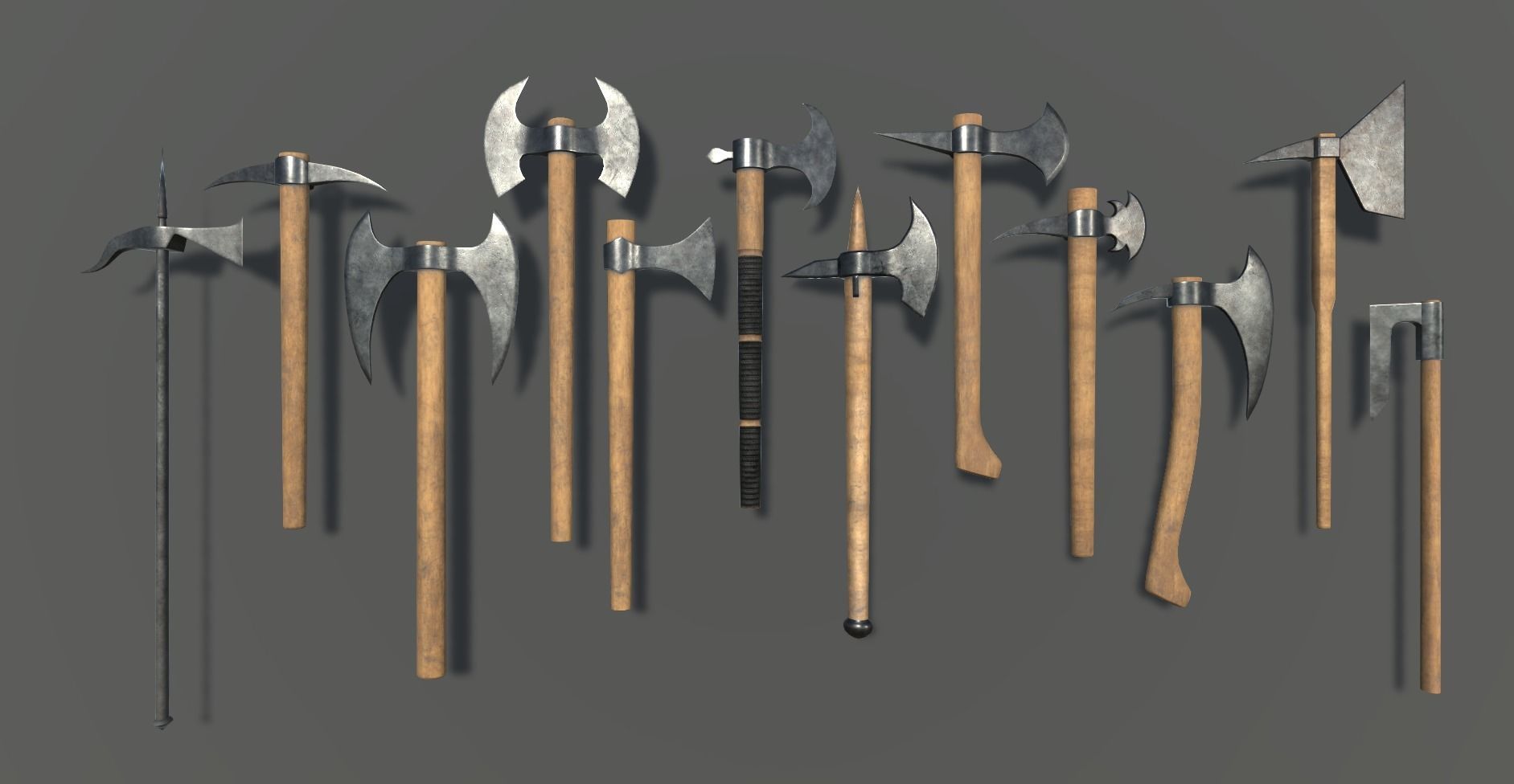 Medieval Weapons and Shields Bundle Low-poly 3D model_15