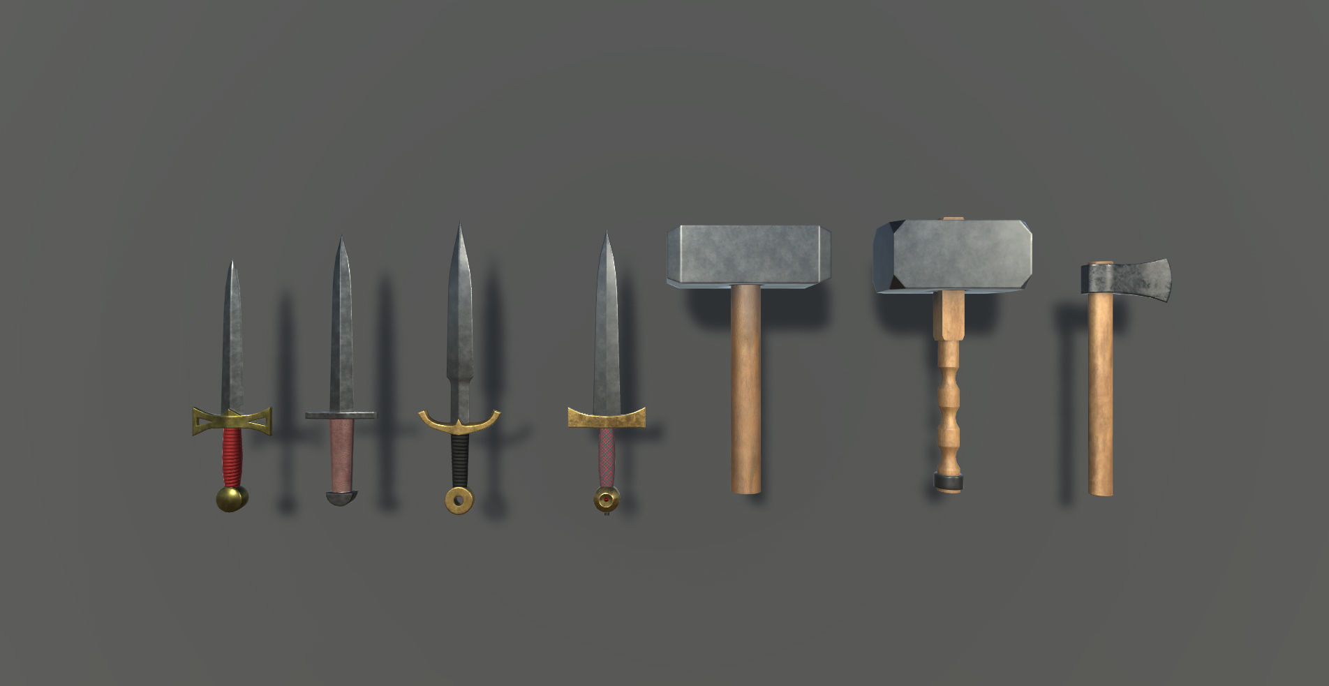 Medieval Weapons and Shields Bundle Low-poly 3D model_18