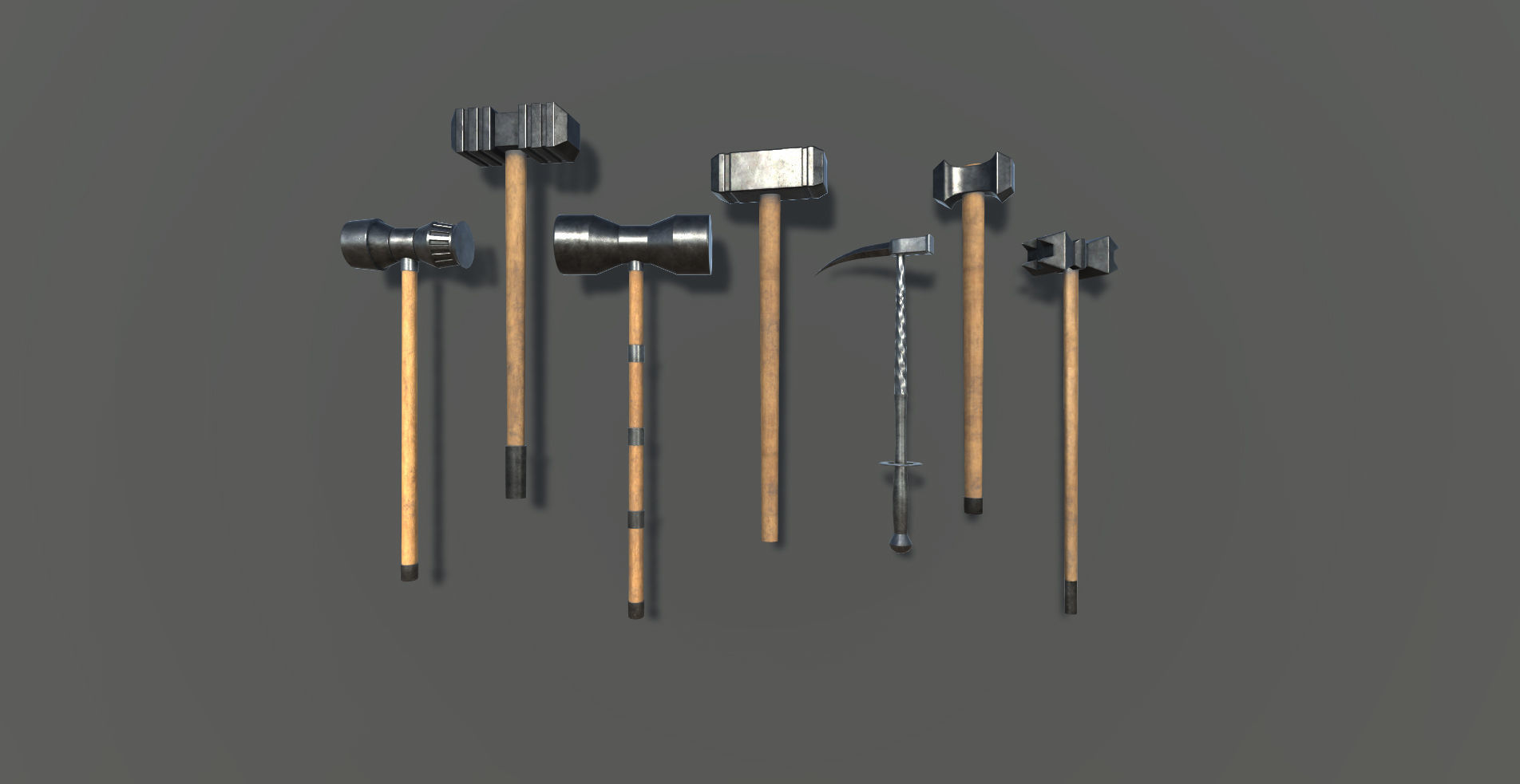 Medieval Weapons and Shields Bundle Low-poly 3D model_13