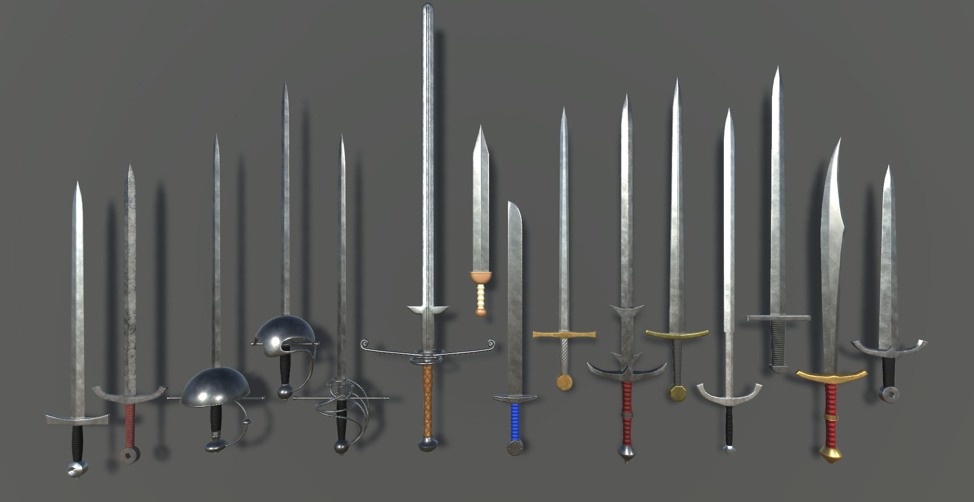Medieval Weapons and Shields Bundle Low-poly 3D model_11