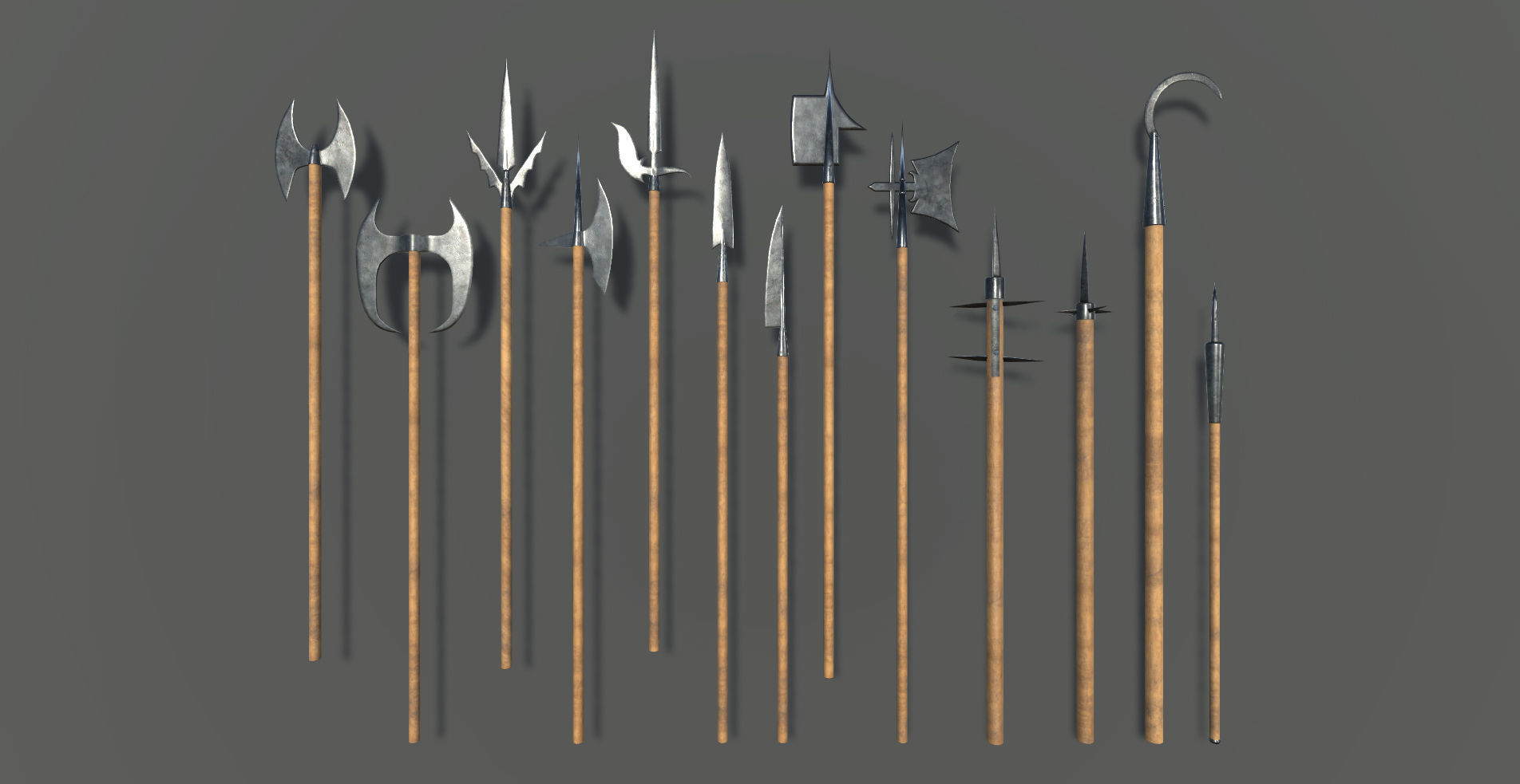 Medieval Weapons and Shields Bundle Low-poly 3D model_12