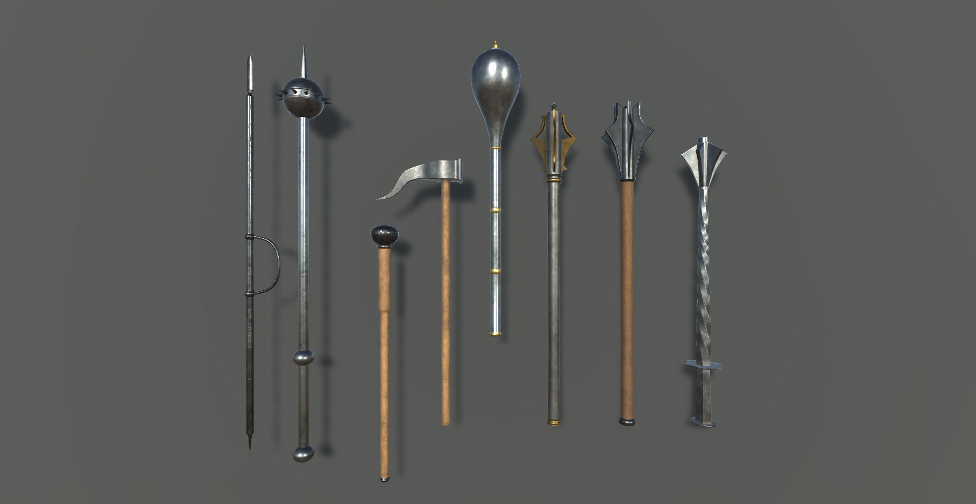 Medieval Weapons and Shields Bundle Low-poly 3D model_14