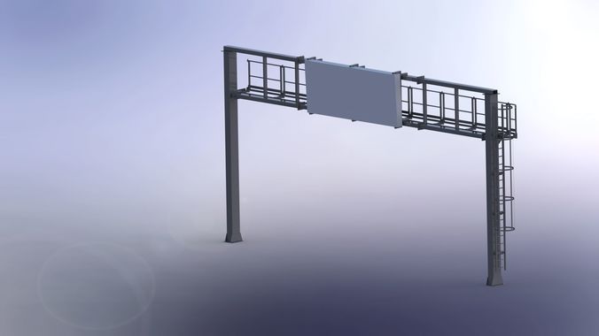 Portal frame and traffic signs 3D model