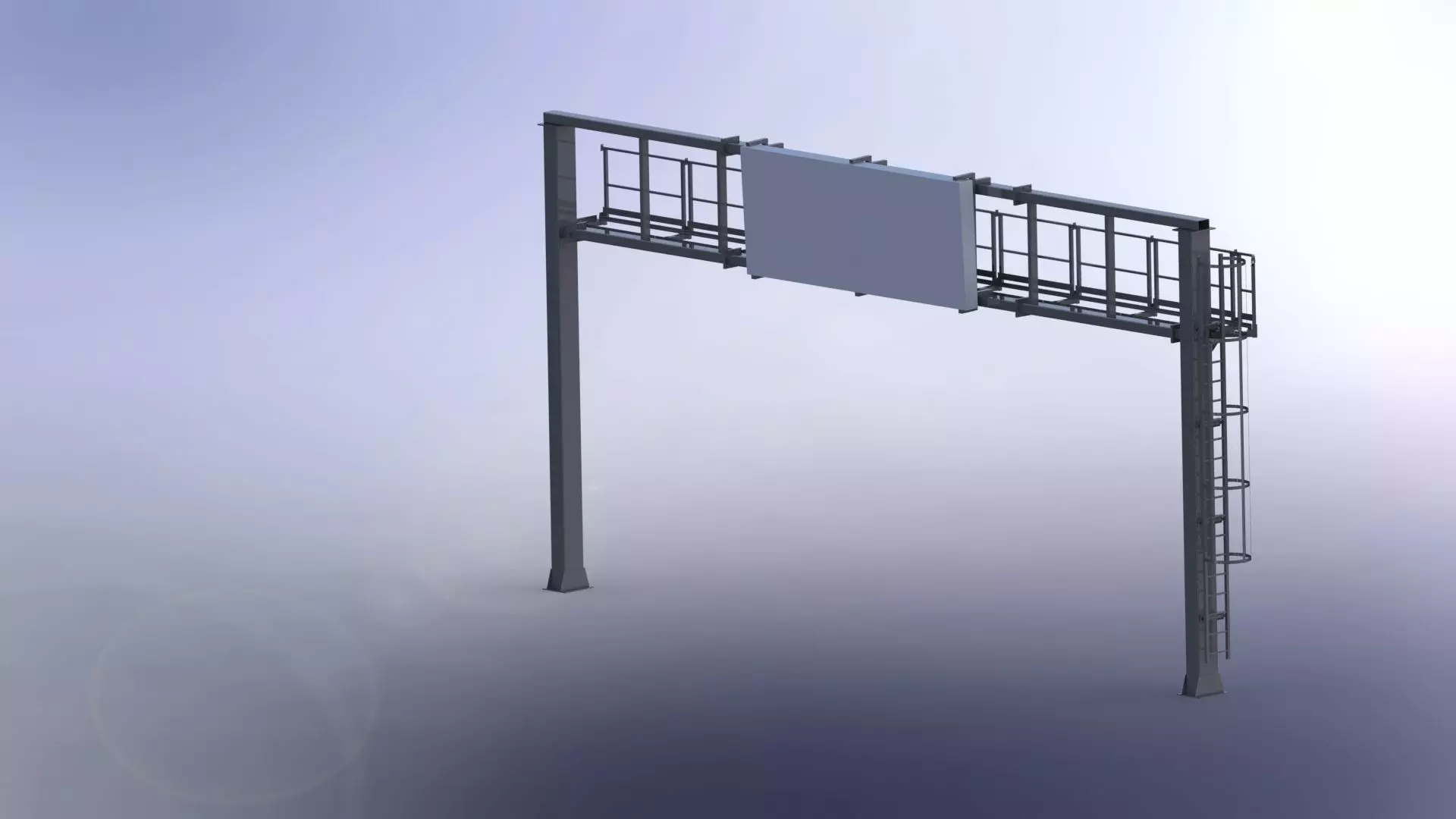 Portal frame and traffic signs 3D model_0
