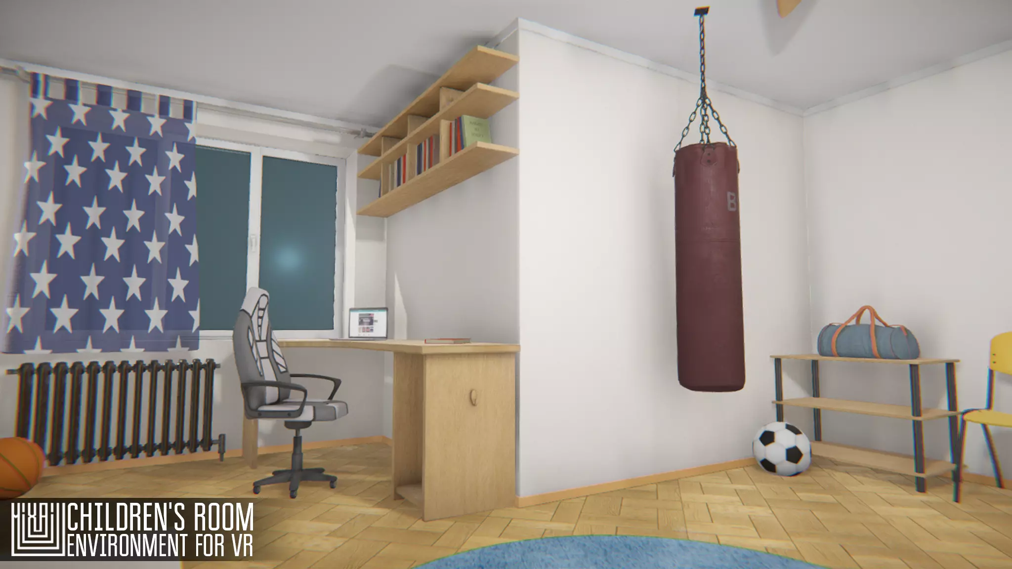 Childrens room - environment for VR Low-poly 3D model_0