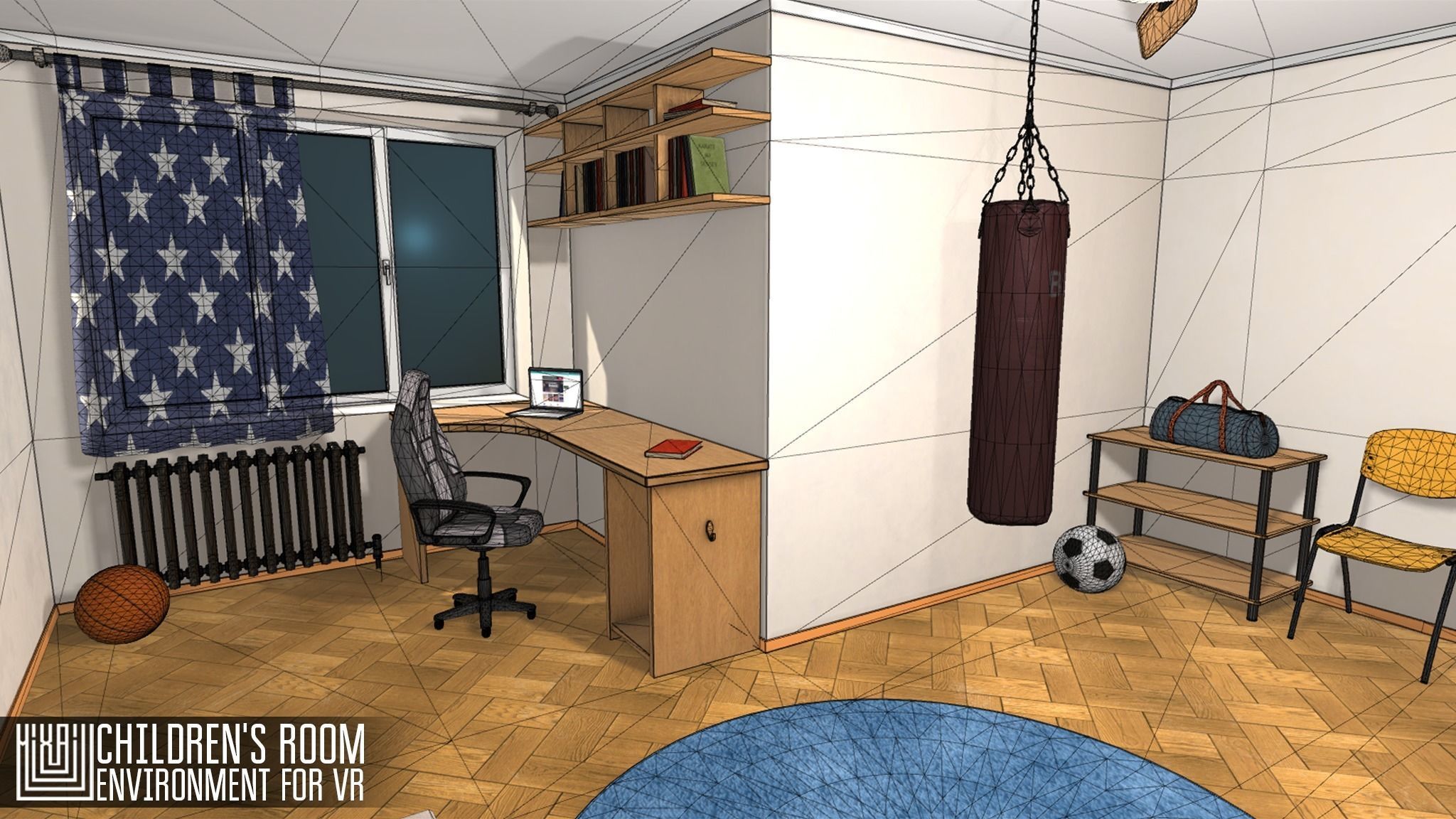 Childrens room - environment for VR Low-poly 3D model_6