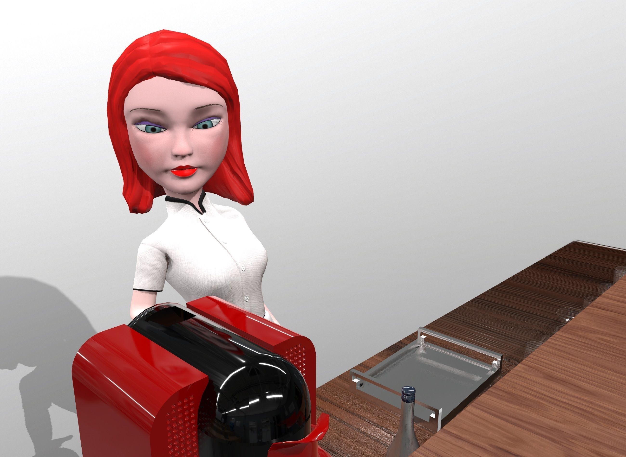 Waitress stylized rigged animated game ready character  Low-poly 3D model_10