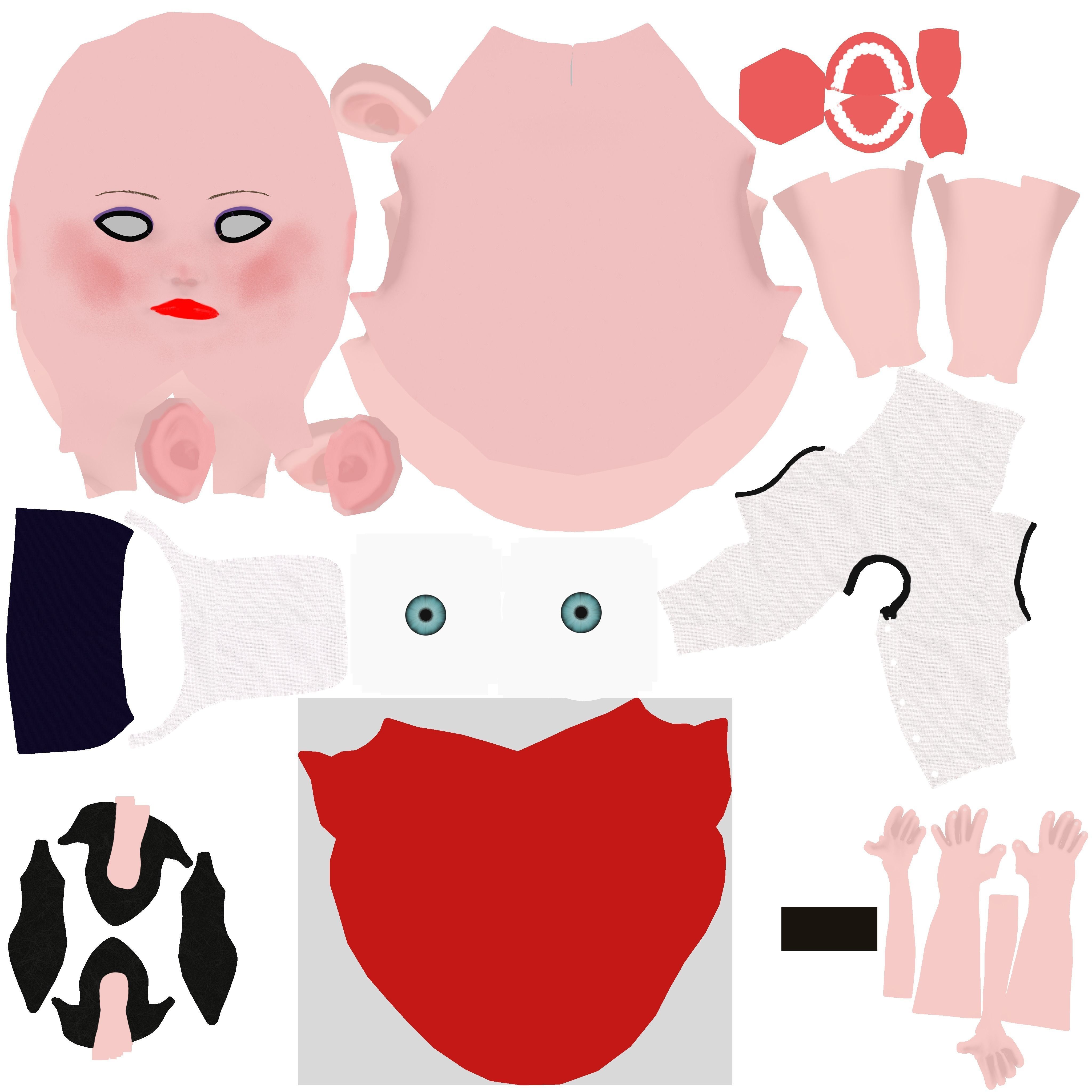 Waitress stylized rigged animated game ready character  Low-poly 3D model_28