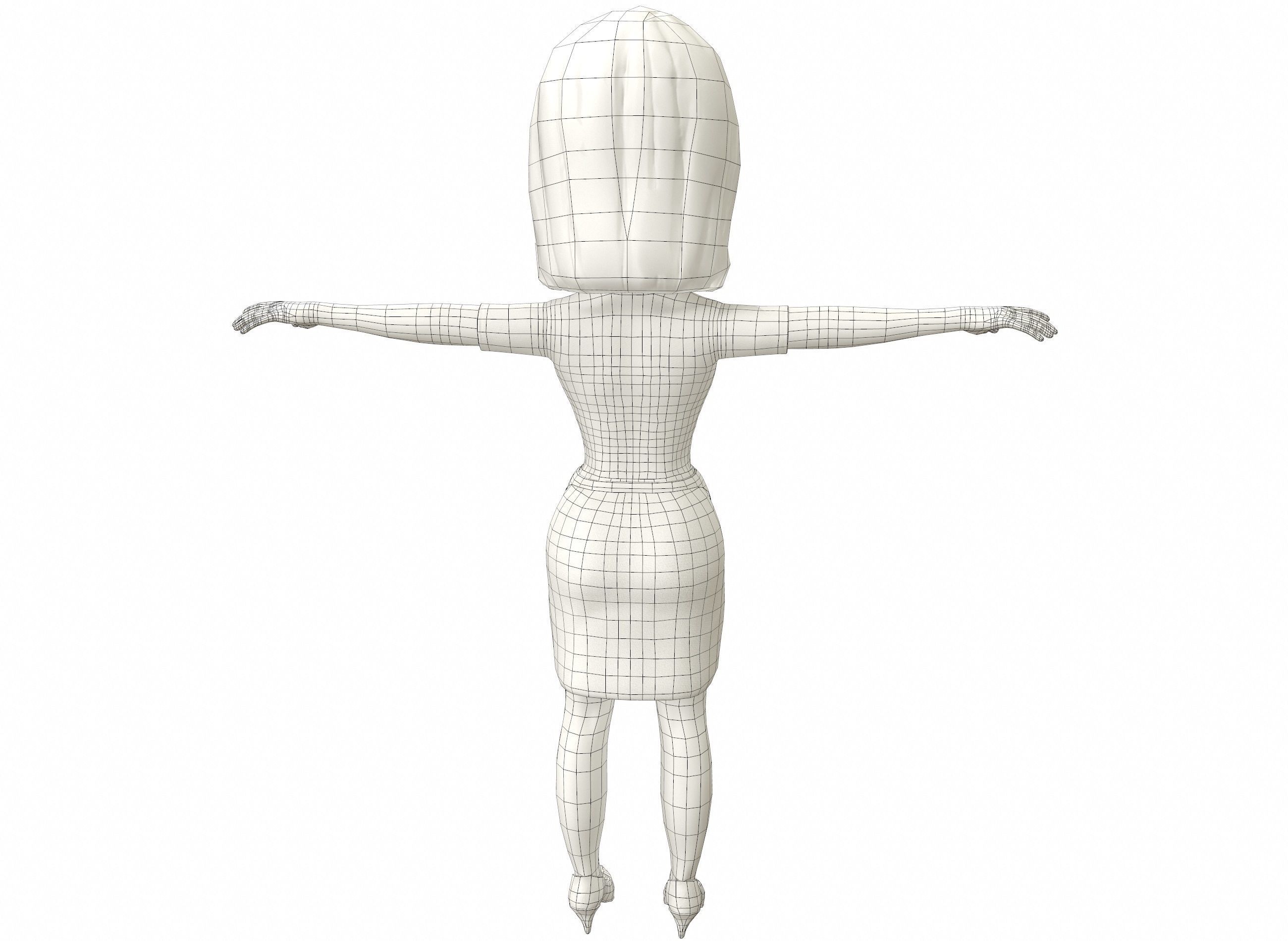 Waitress stylized rigged animated game ready character  Low-poly 3D model_24