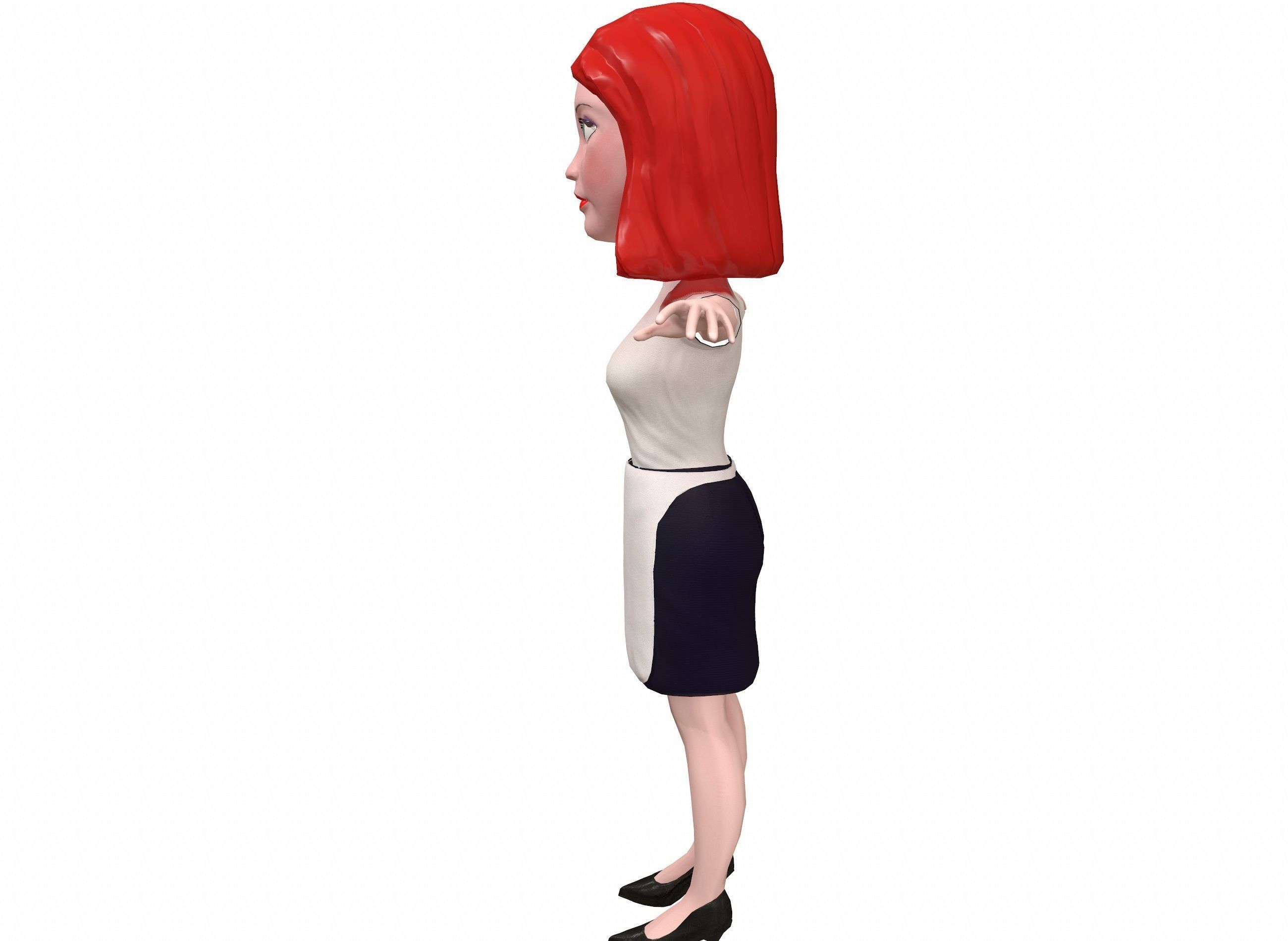 Waitress stylized rigged animated game ready character  Low-poly 3D model_20