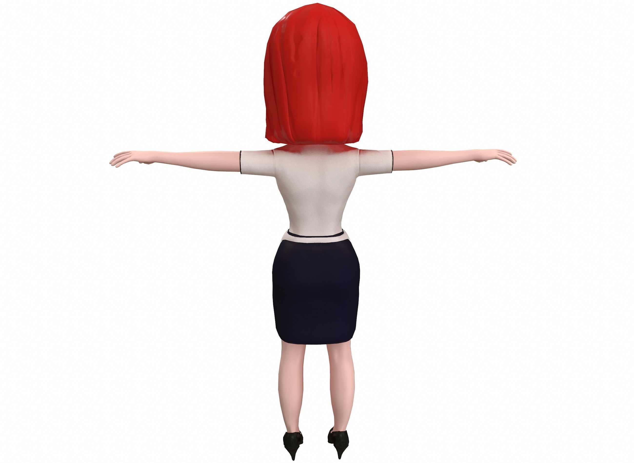 Waitress stylized rigged animated game ready character  Low-poly 3D model_21