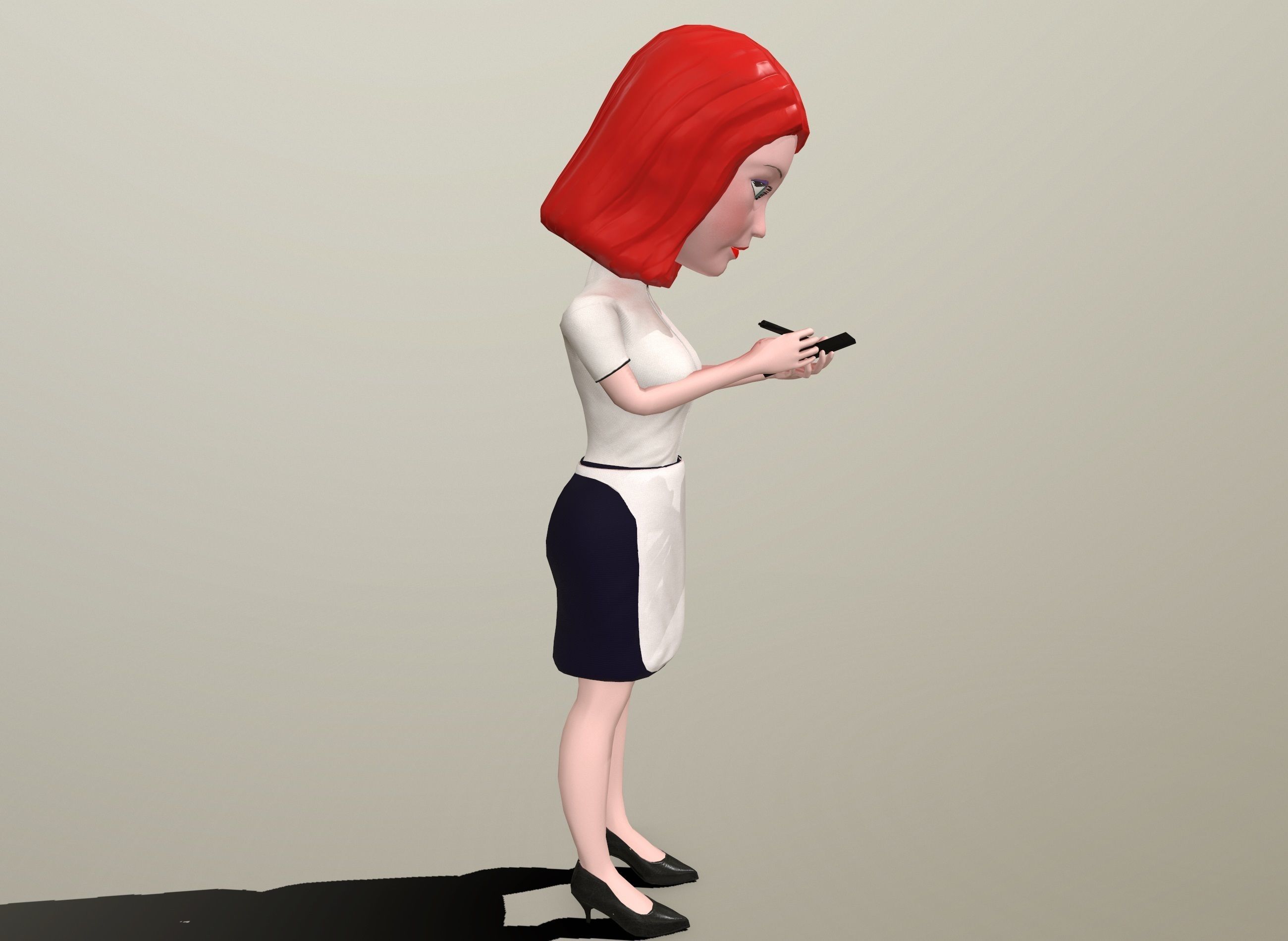 Waitress stylized rigged animated game ready character  Low-poly 3D model_14