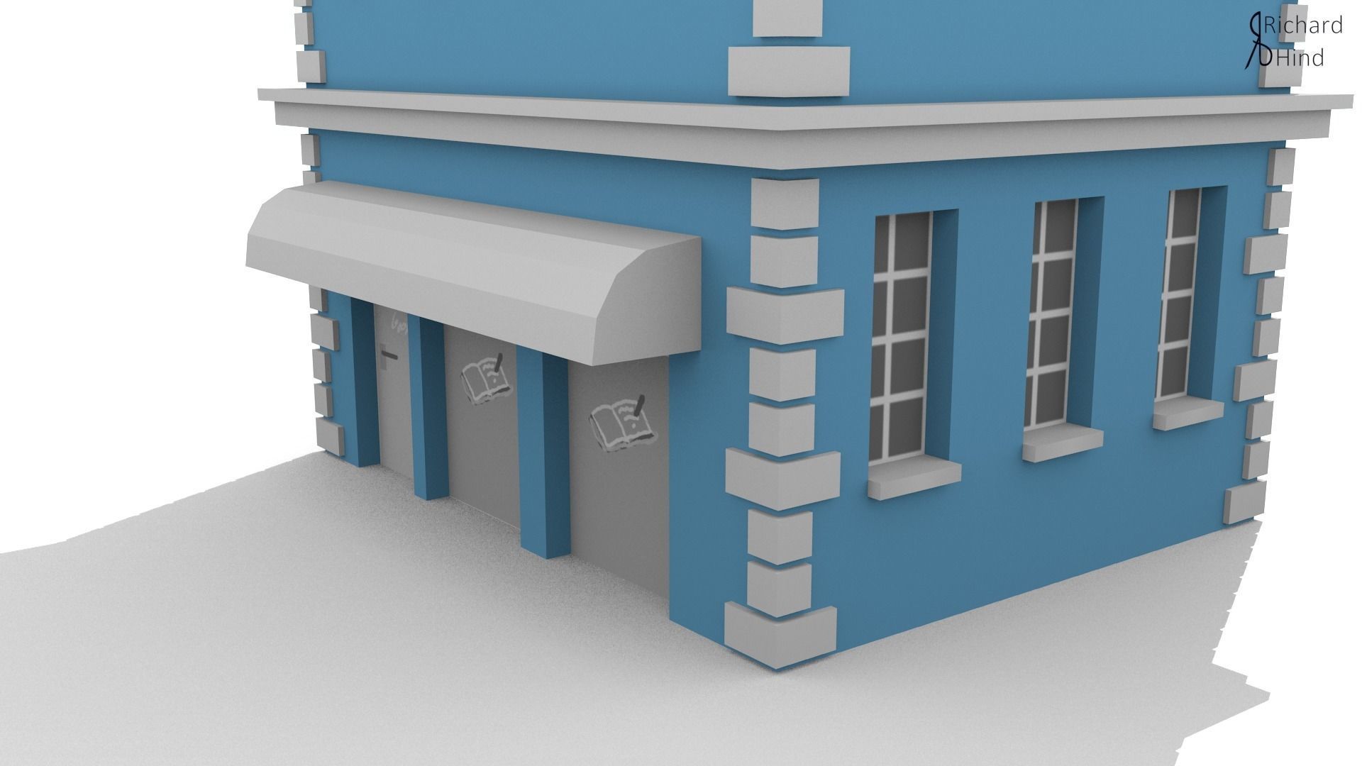 low poly apartment building Free low-poly 3D model_6