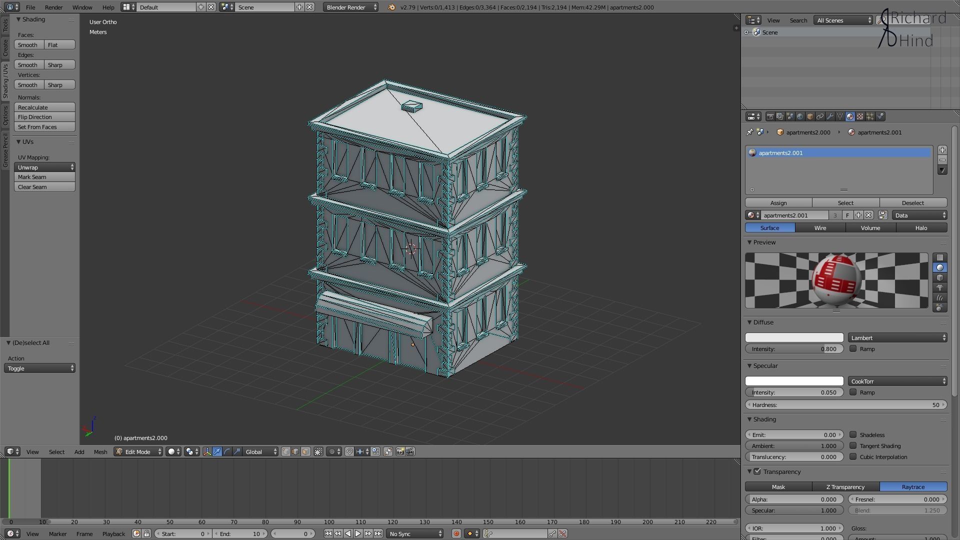 low poly apartment building Free low-poly 3D model_22