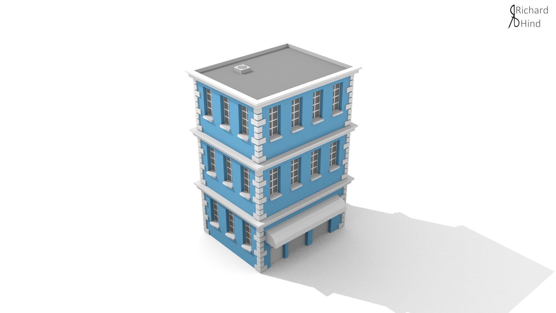 low poly apartment building Free low-poly 3D model_4