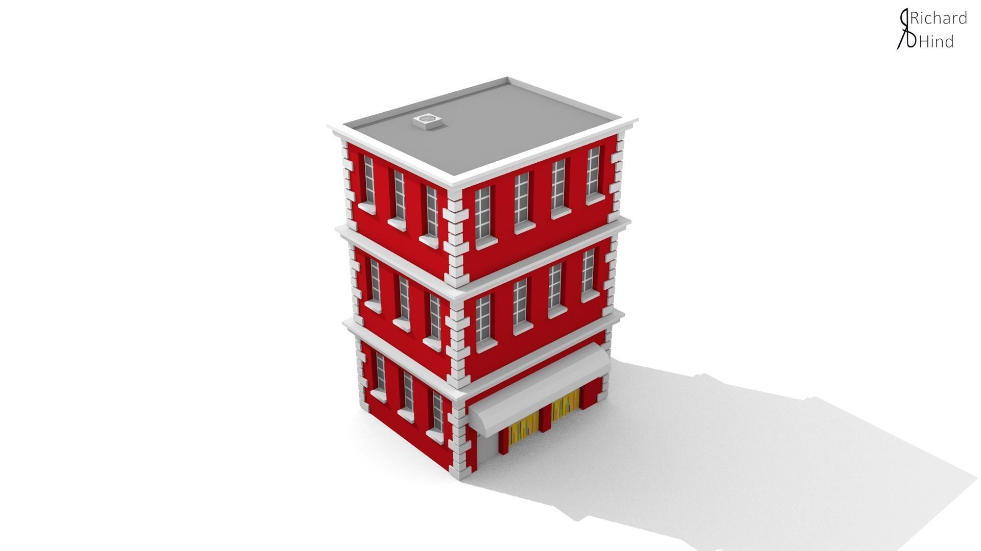 low poly apartment building Free low-poly 3D model_12