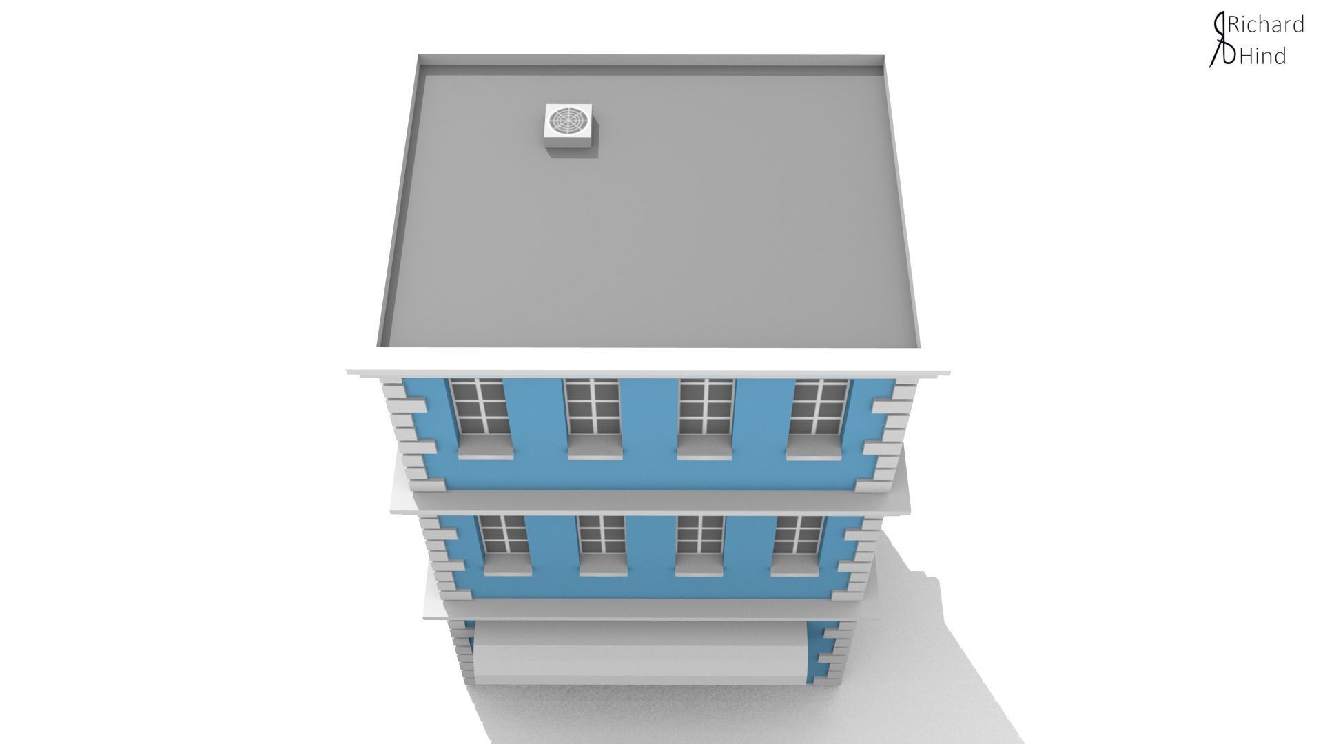 low poly apartment building Free low-poly 3D model_10