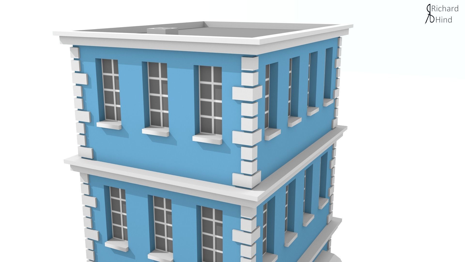 low poly apartment building Free low-poly 3D model_5