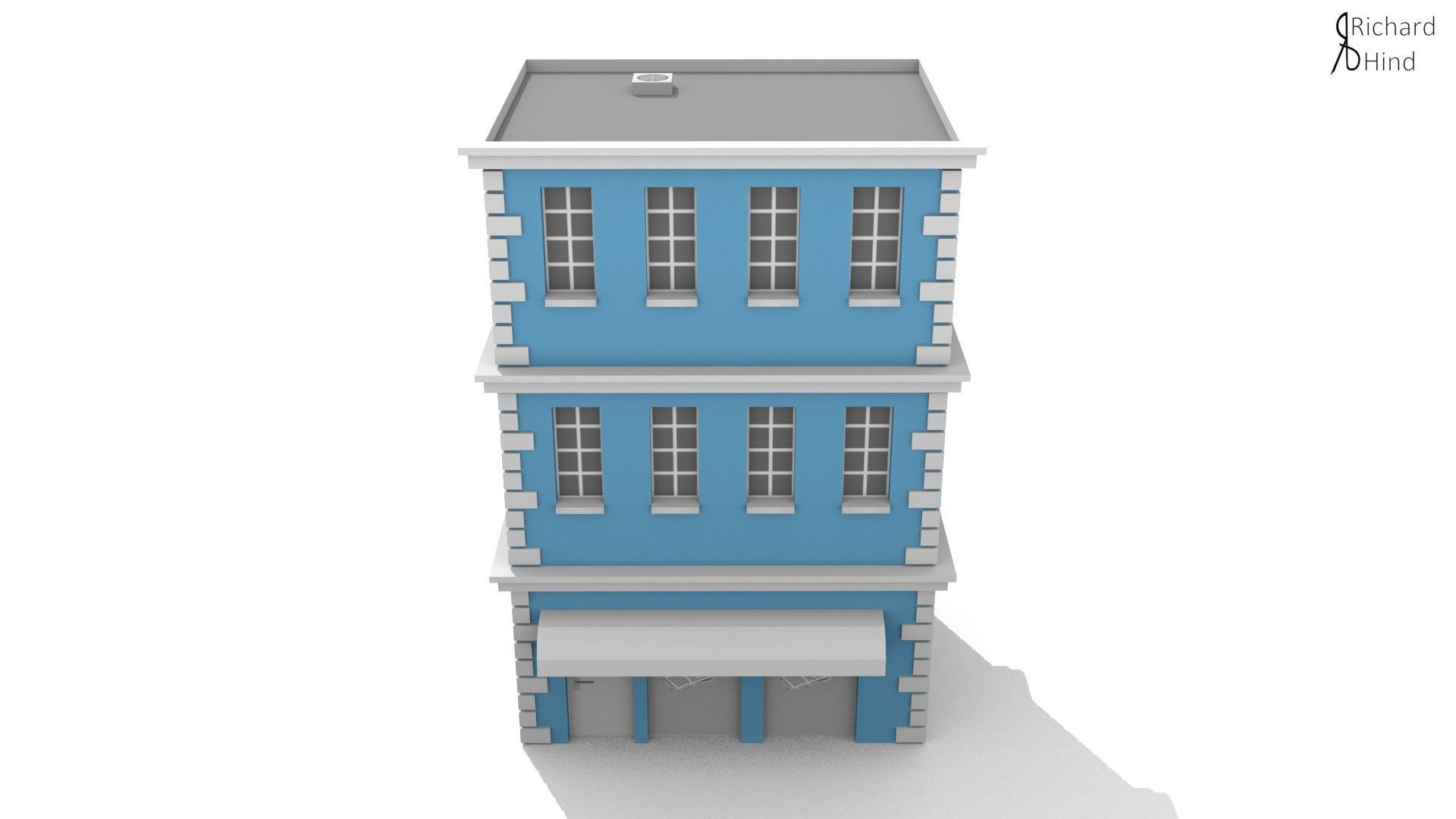 low poly apartment building Free low-poly 3D model_9