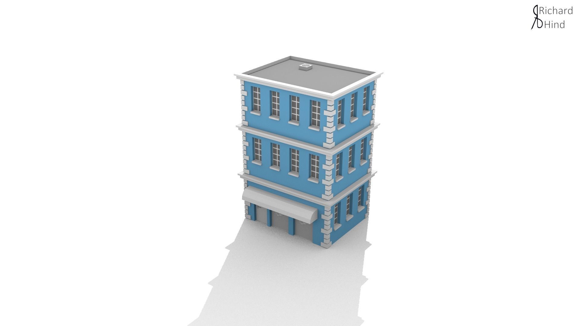 low poly apartment building Free low-poly 3D model_2