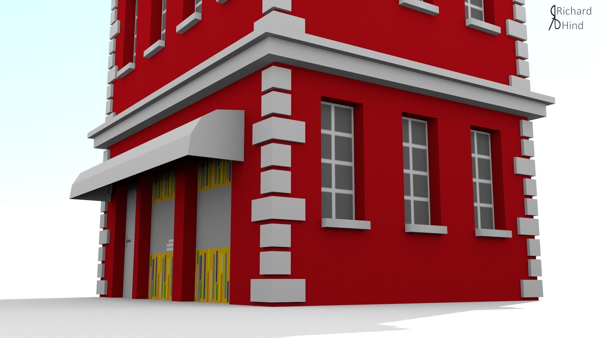 low poly apartment building Free low-poly 3D model_15