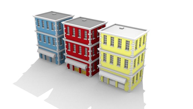 low poly apartment building Free low-poly 3D model