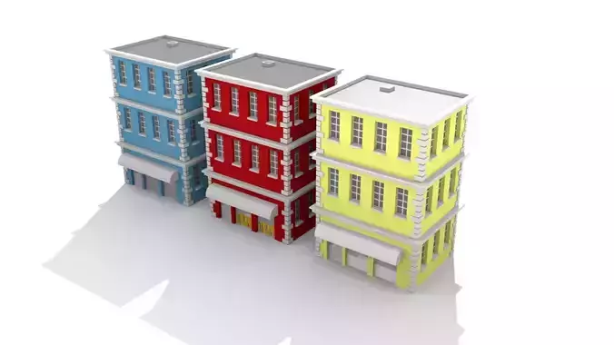 low poly apartment building Free low-poly 3D model