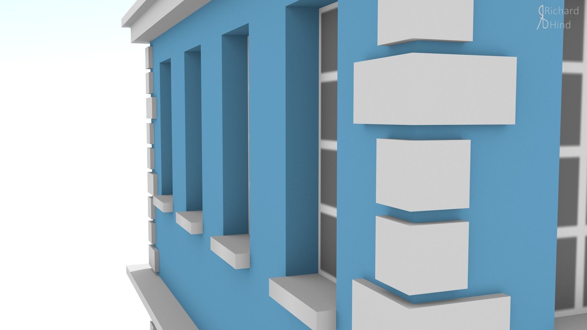low poly apartment building Free low-poly 3D model_7