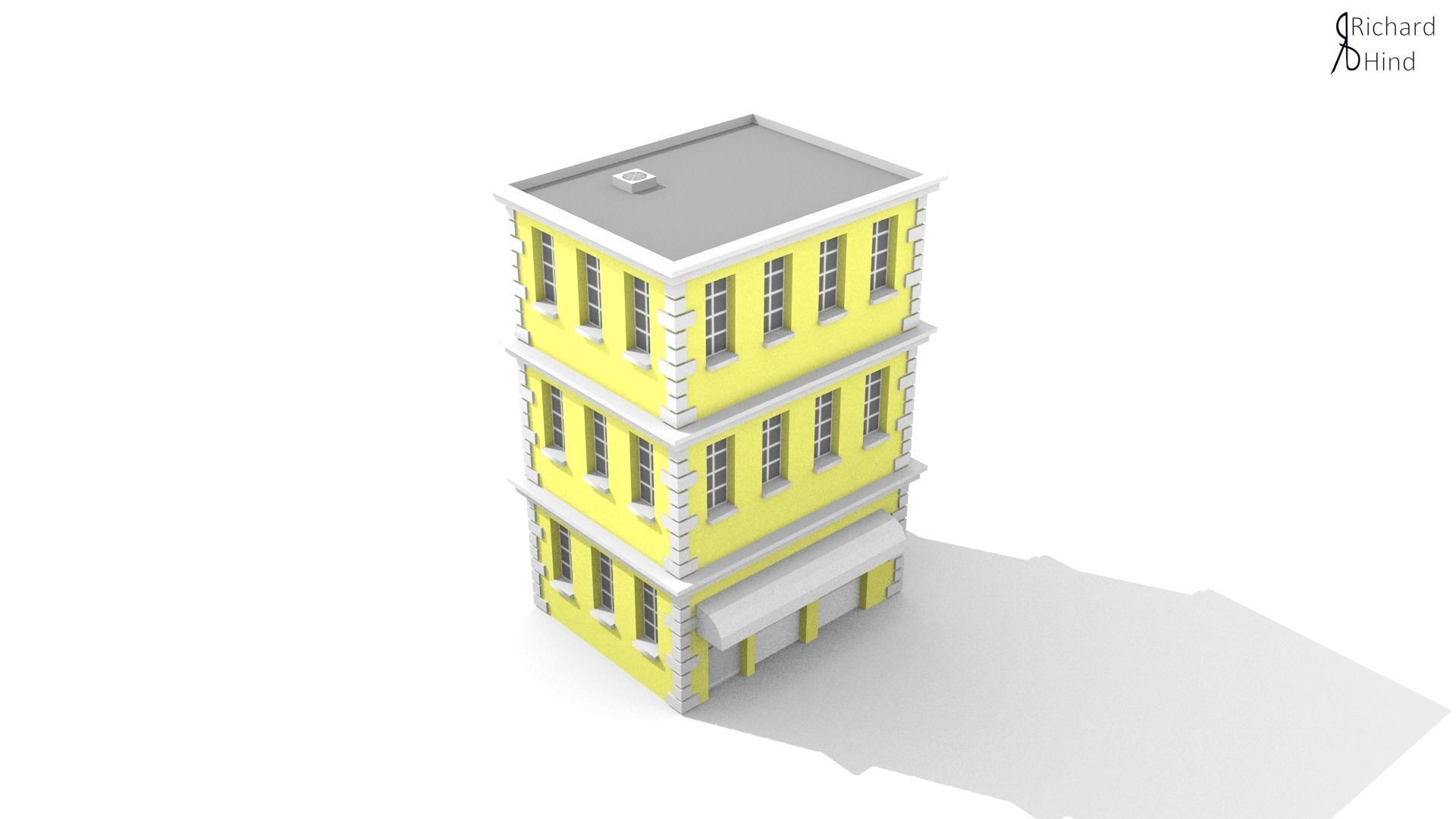 low poly apartment building Free low-poly 3D model_17