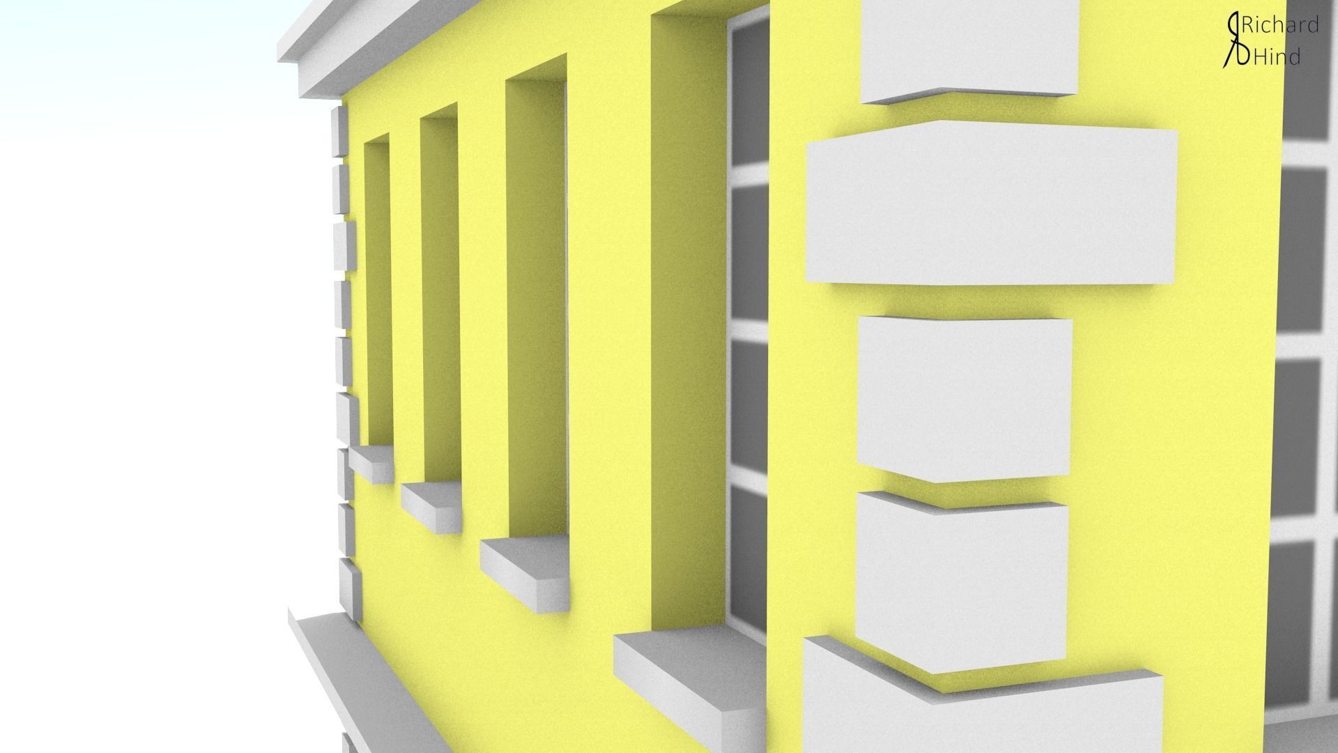 low poly apartment building Free low-poly 3D model_21