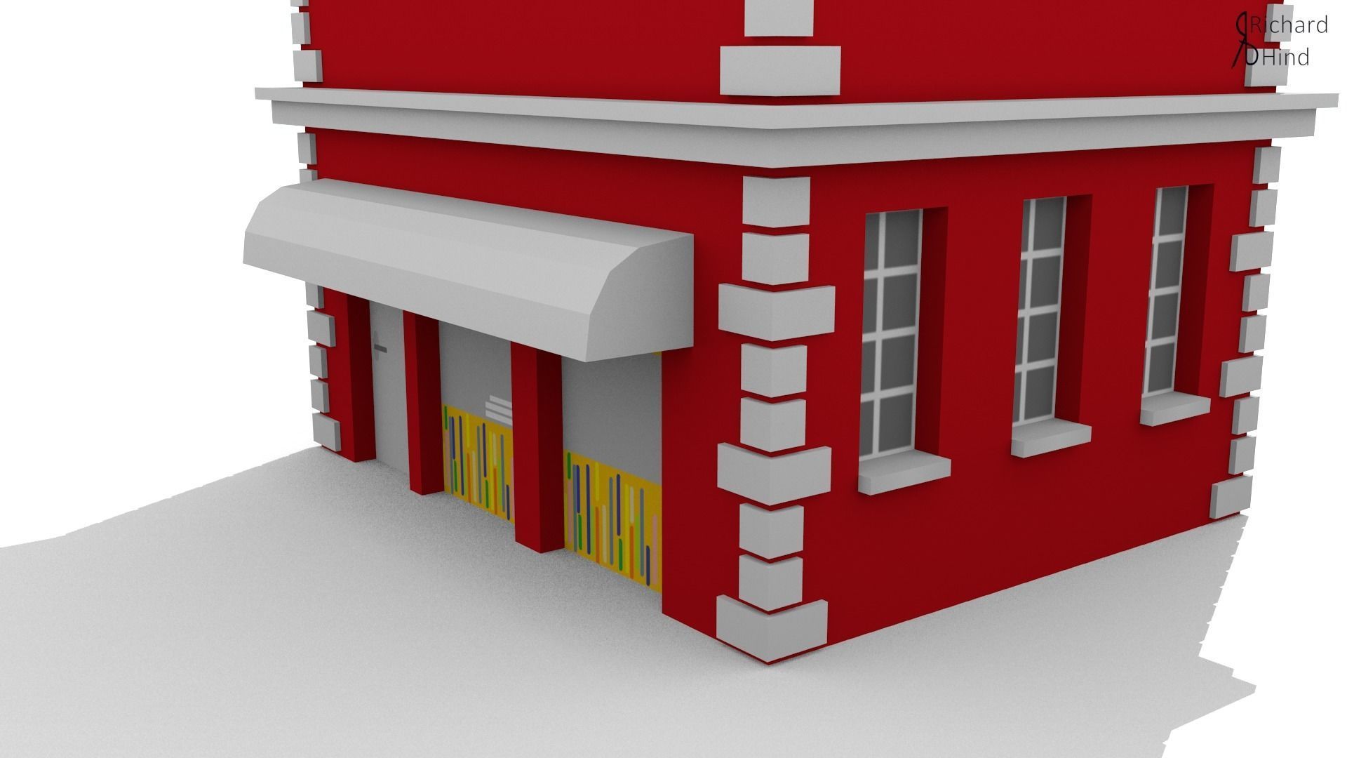 low poly apartment building Free low-poly 3D model_14