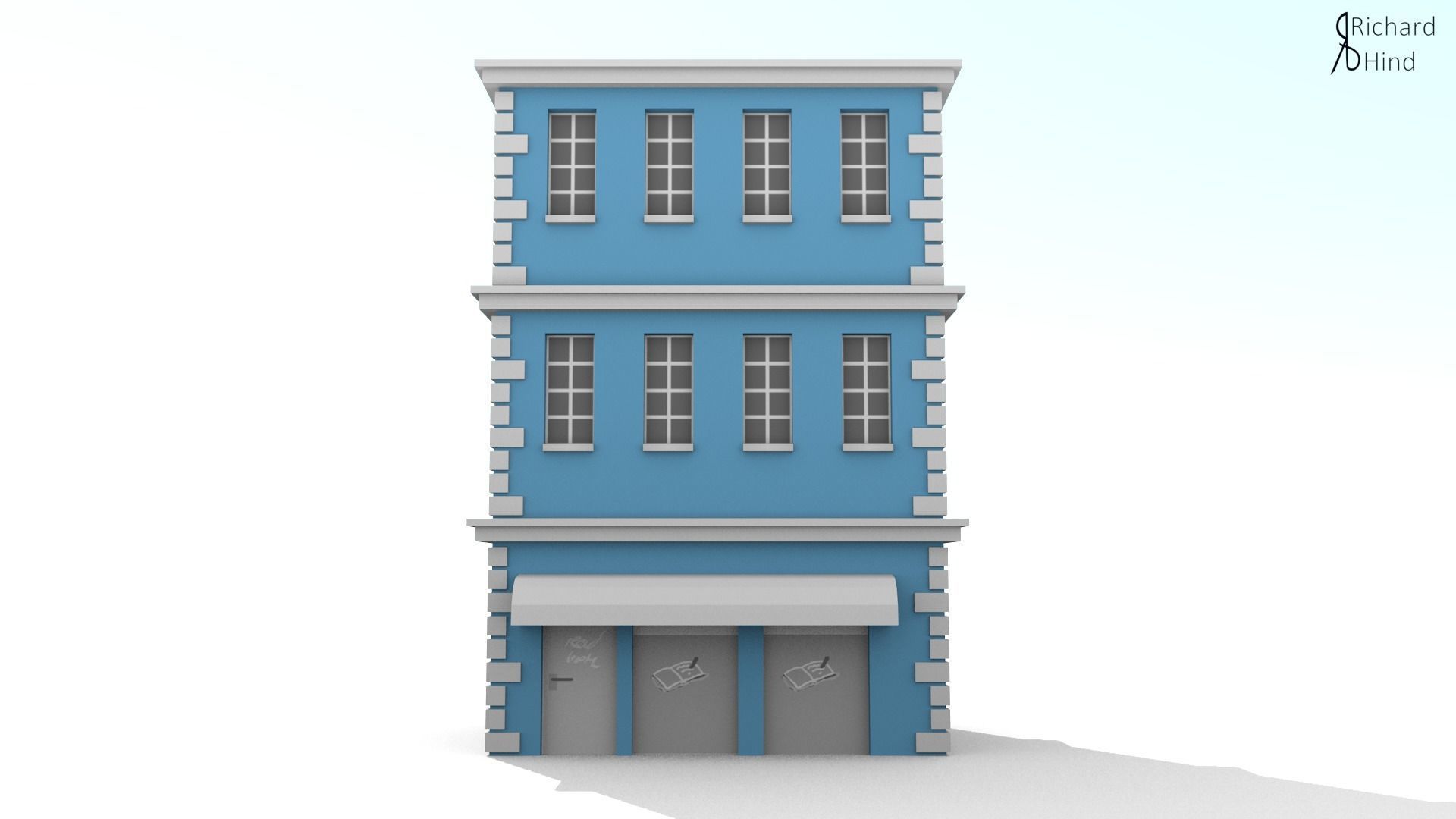 low poly apartment building Free low-poly 3D model_11