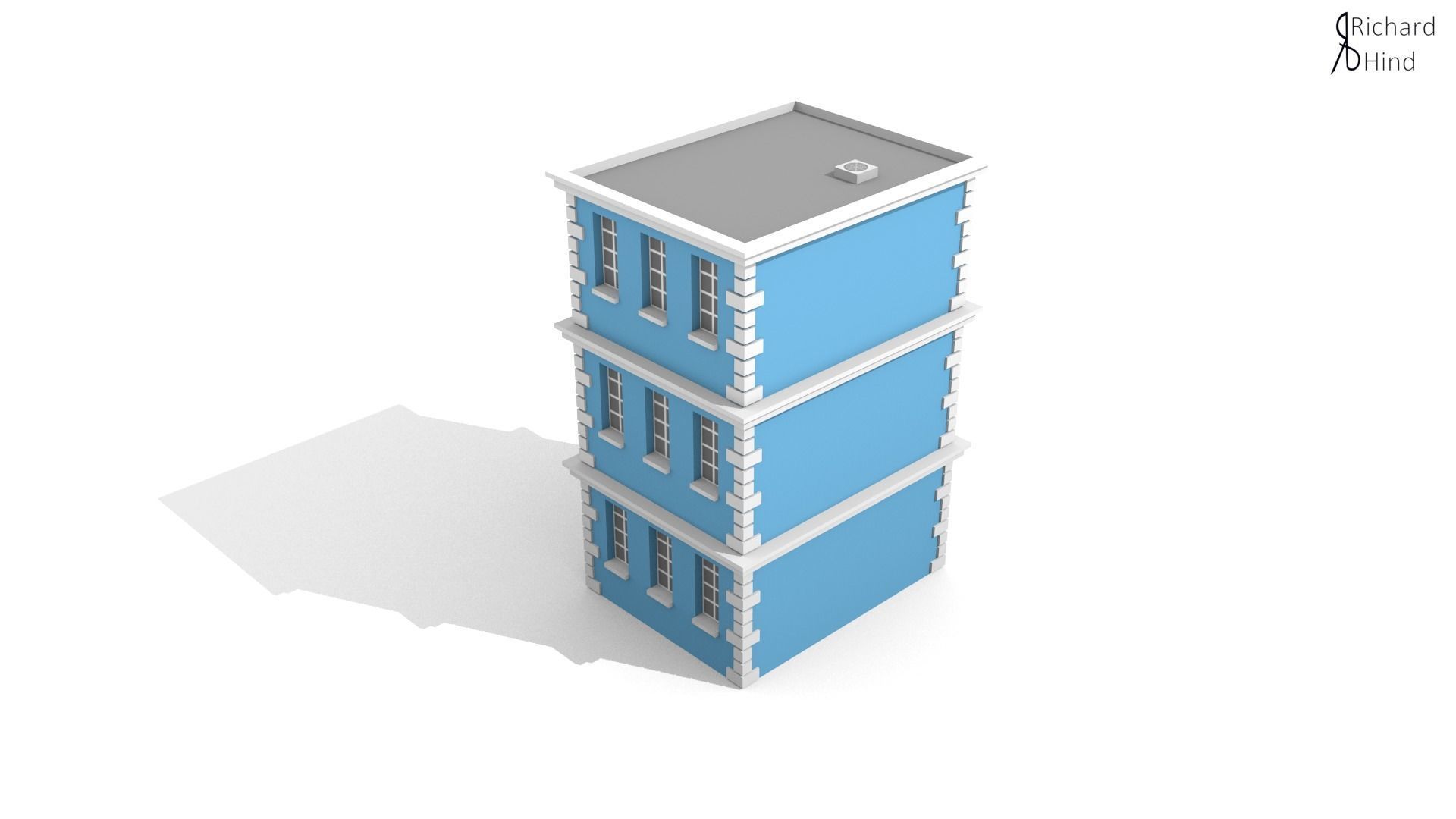 low poly apartment building Free low-poly 3D model_3