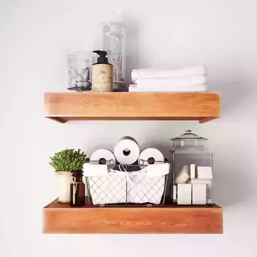 Decor Set wooden floating shelves for bathroom
