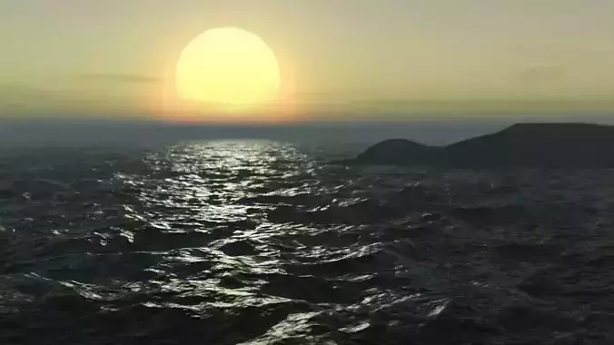 ocean realistic sun Low-poly 3D model