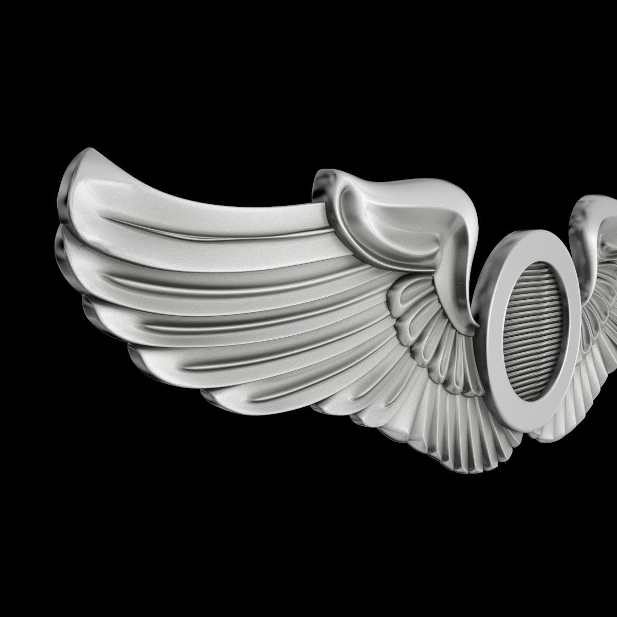 USAAF  Aircraft Observer Wings Badge 3D model_4