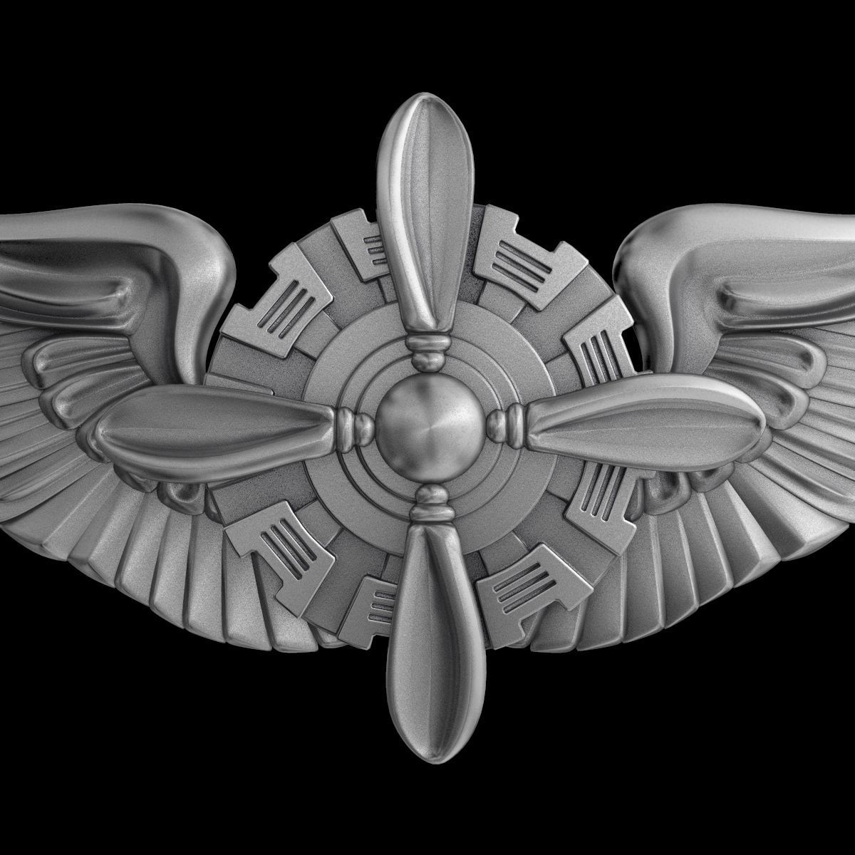 USAAF Flight Engineer Wings Badge 3D model_2