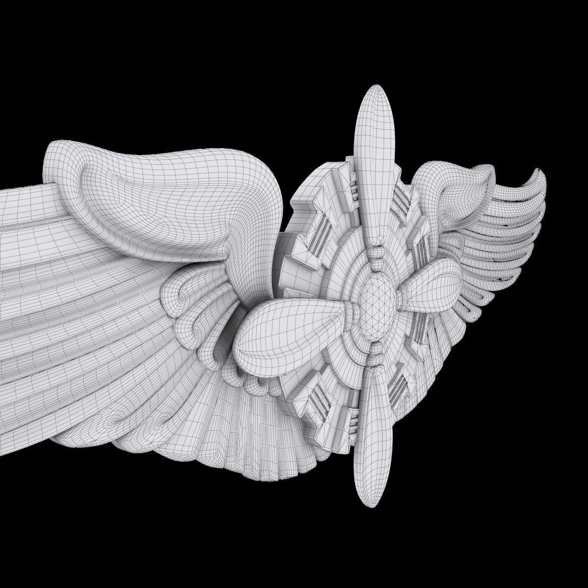 USAAF Flight Engineer Wings Badge 3D model_5
