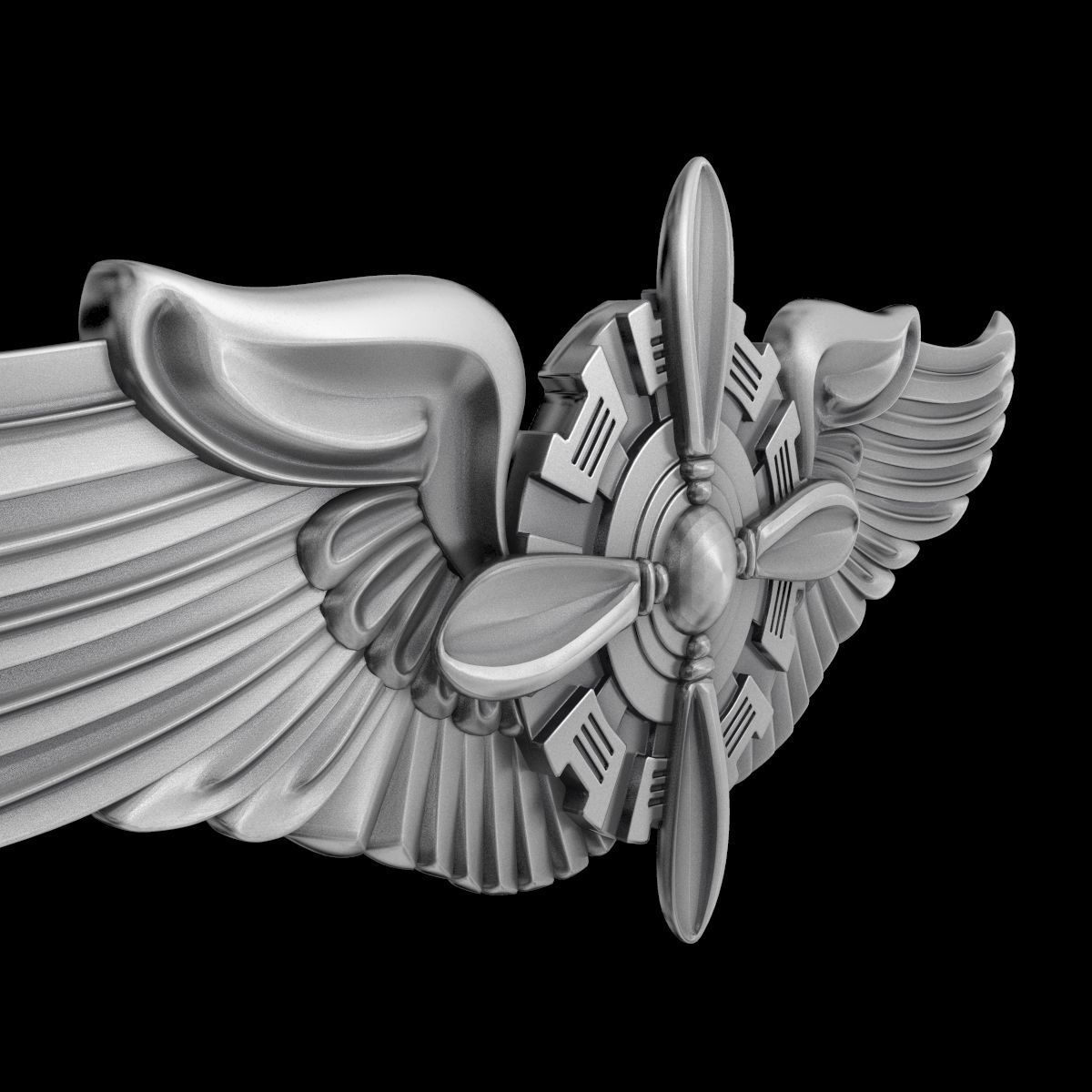 USAAF Flight Engineer Wings Badge 3D model_4