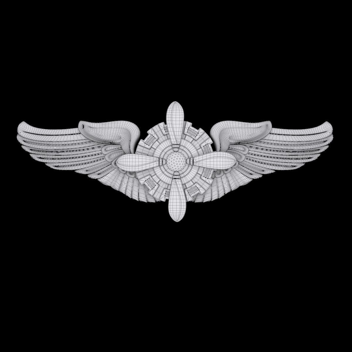 USAAF Flight Engineer Wings Badge 3D model_1
