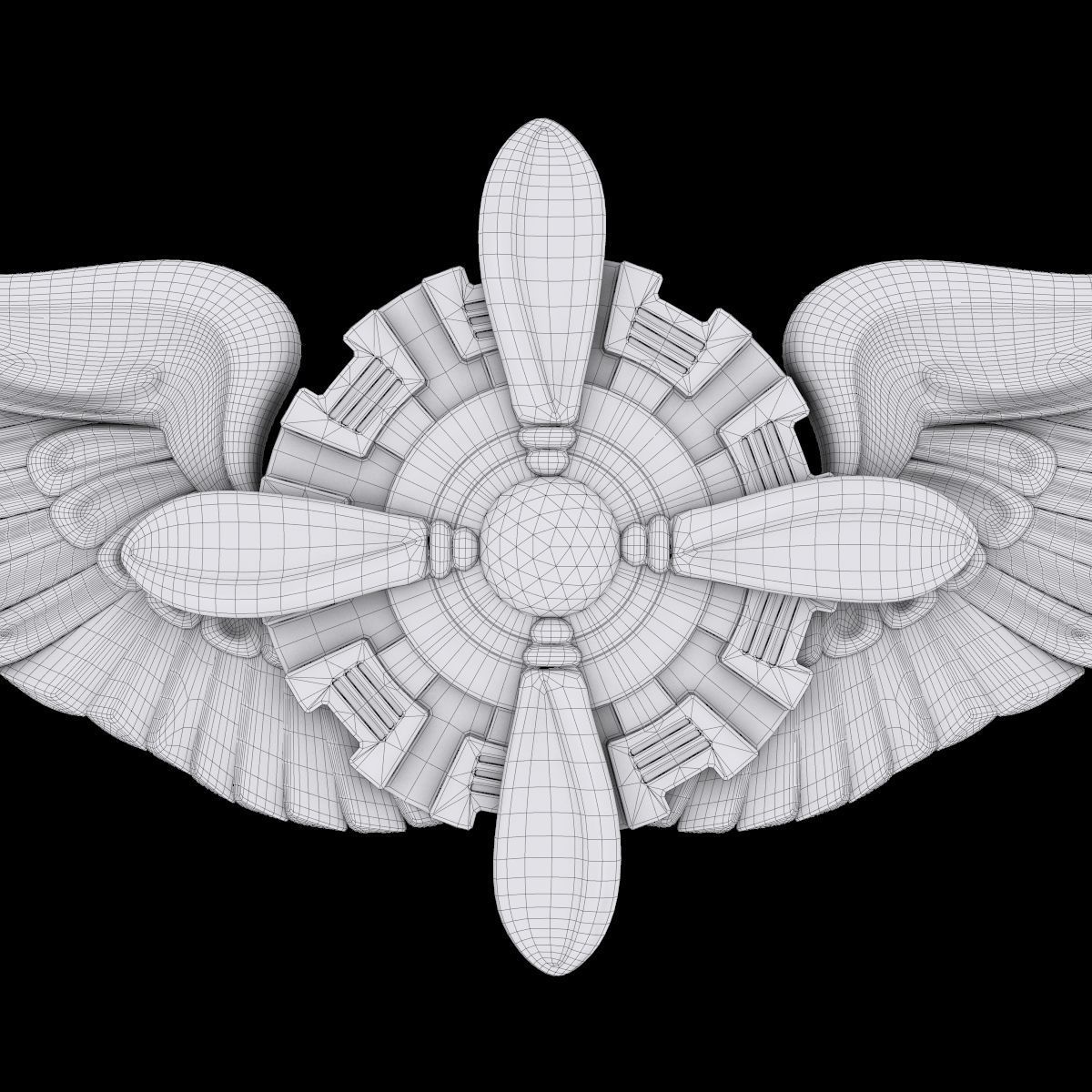 USAAF Flight Engineer Wings Badge 3D model_3